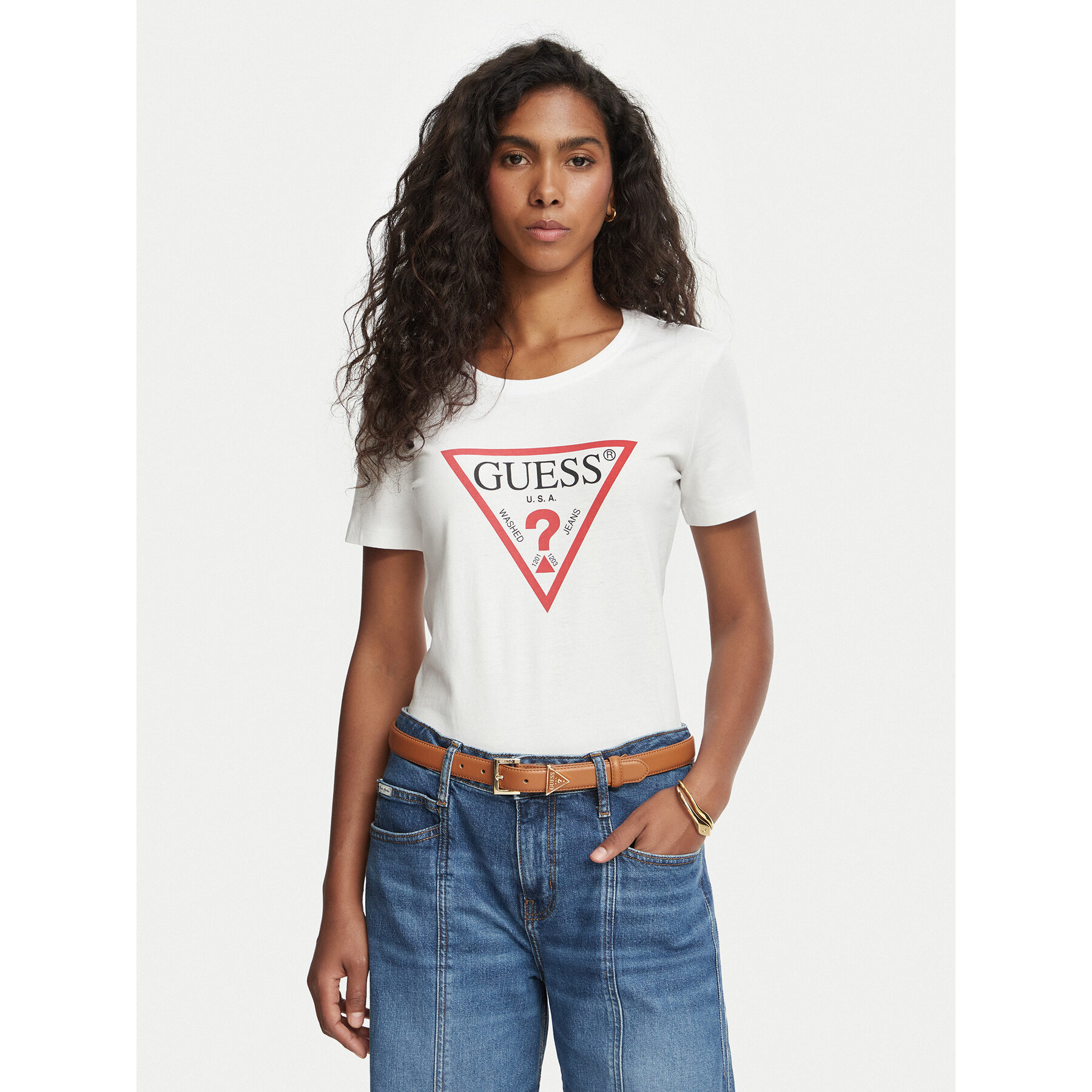 Guess T-shirt W1YI1B I3Z14 Bijela Slim Fit