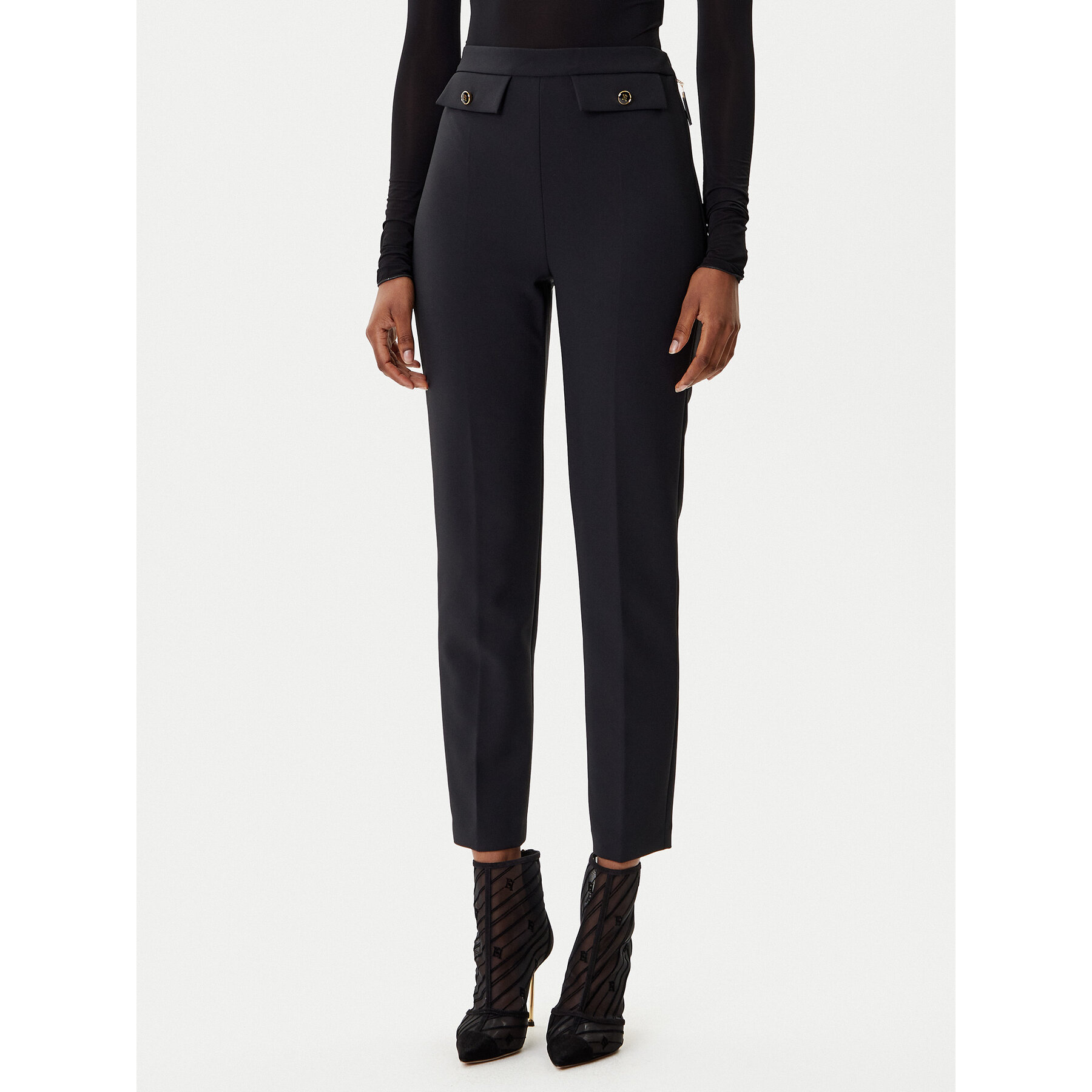 Elisabetta Franchi Stoffhose PA-120-56E2-V340 Schwarz Regular Fit
