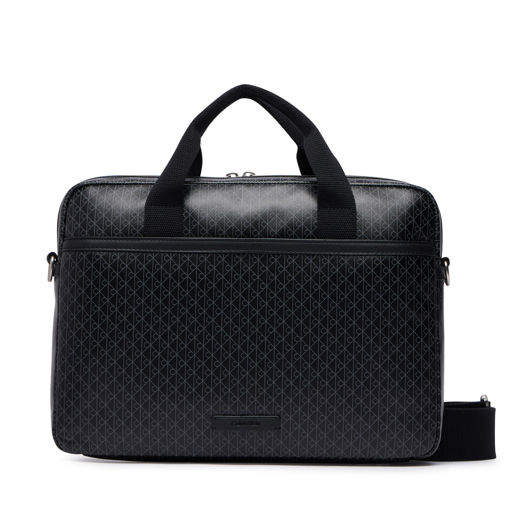 Torba za prenosnik Calvin Klein Emblem Aop Coated Commuter/Lapto LV04D3625G Črna