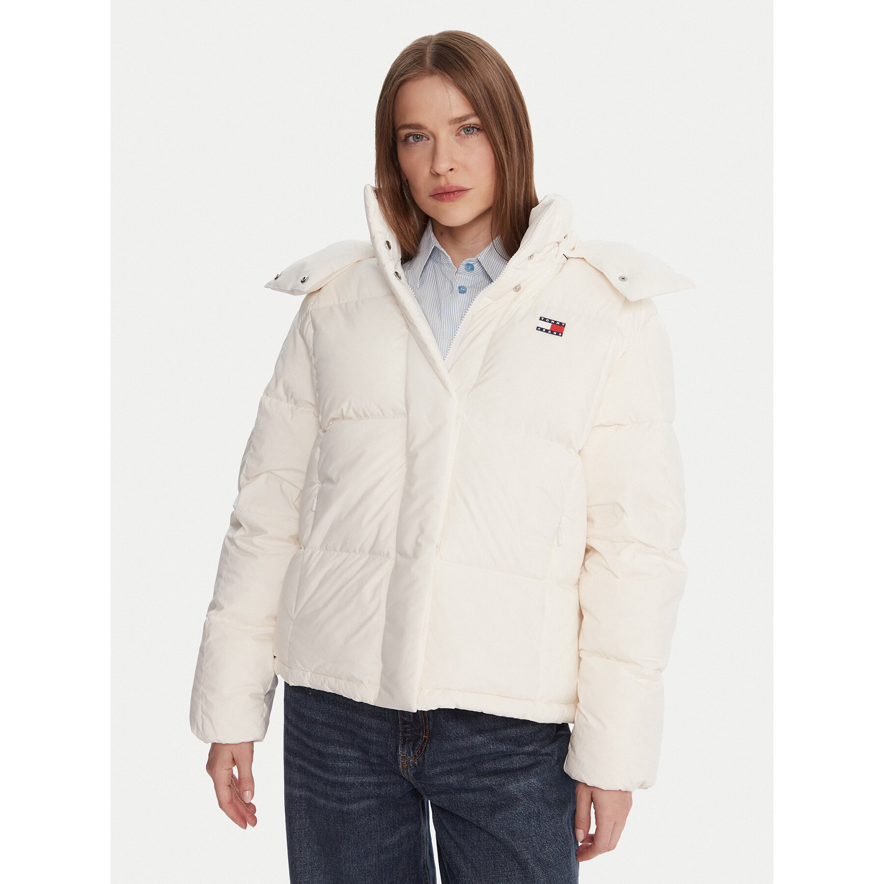 Tommy Jeans Daunenjacke Alaska DW0DW21623 Écru Relaxed Fit