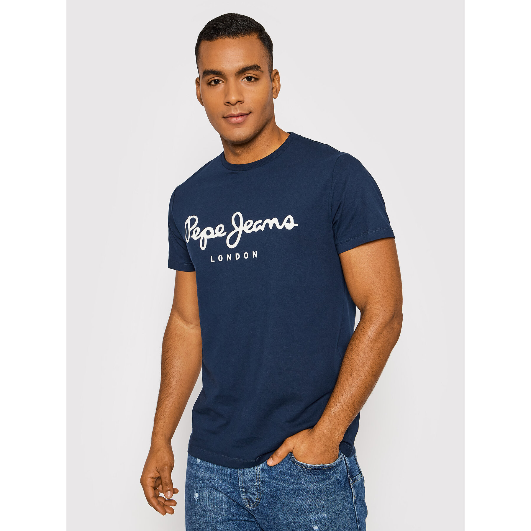 Pepe Jeans T-Shirt Original PM508210 Σκούρο μπλε Slim Fit