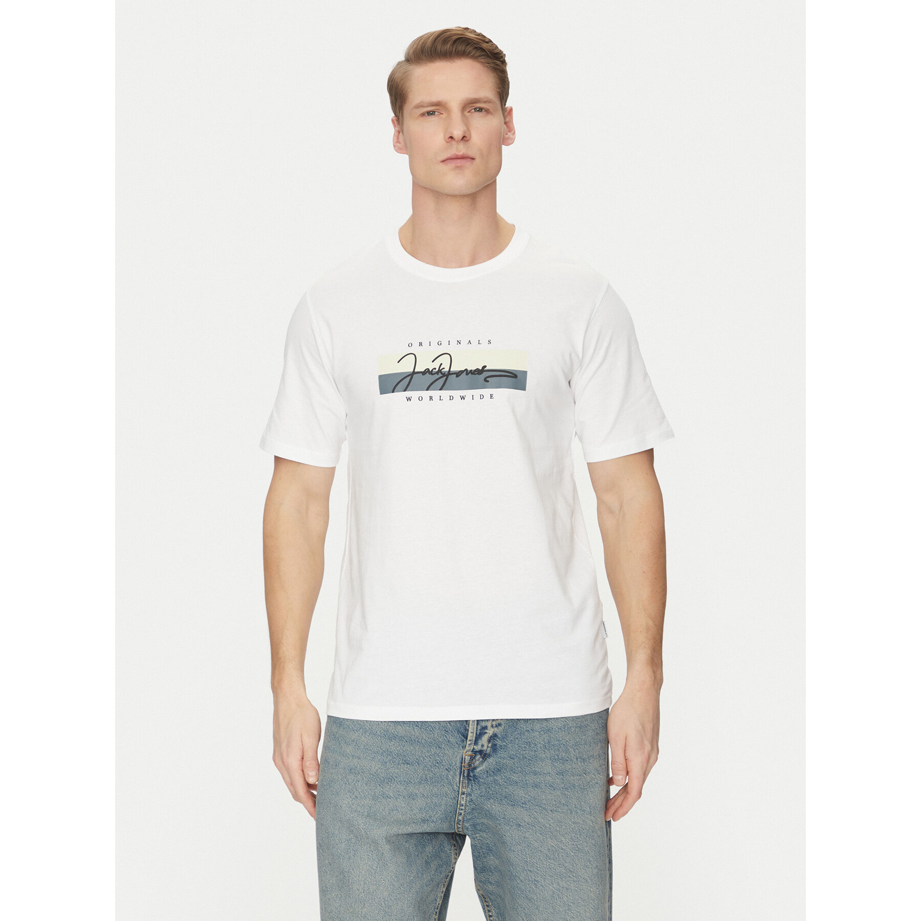 Jack & Jones Póló Frederiksberg 12278266 Fehér Regular Fit