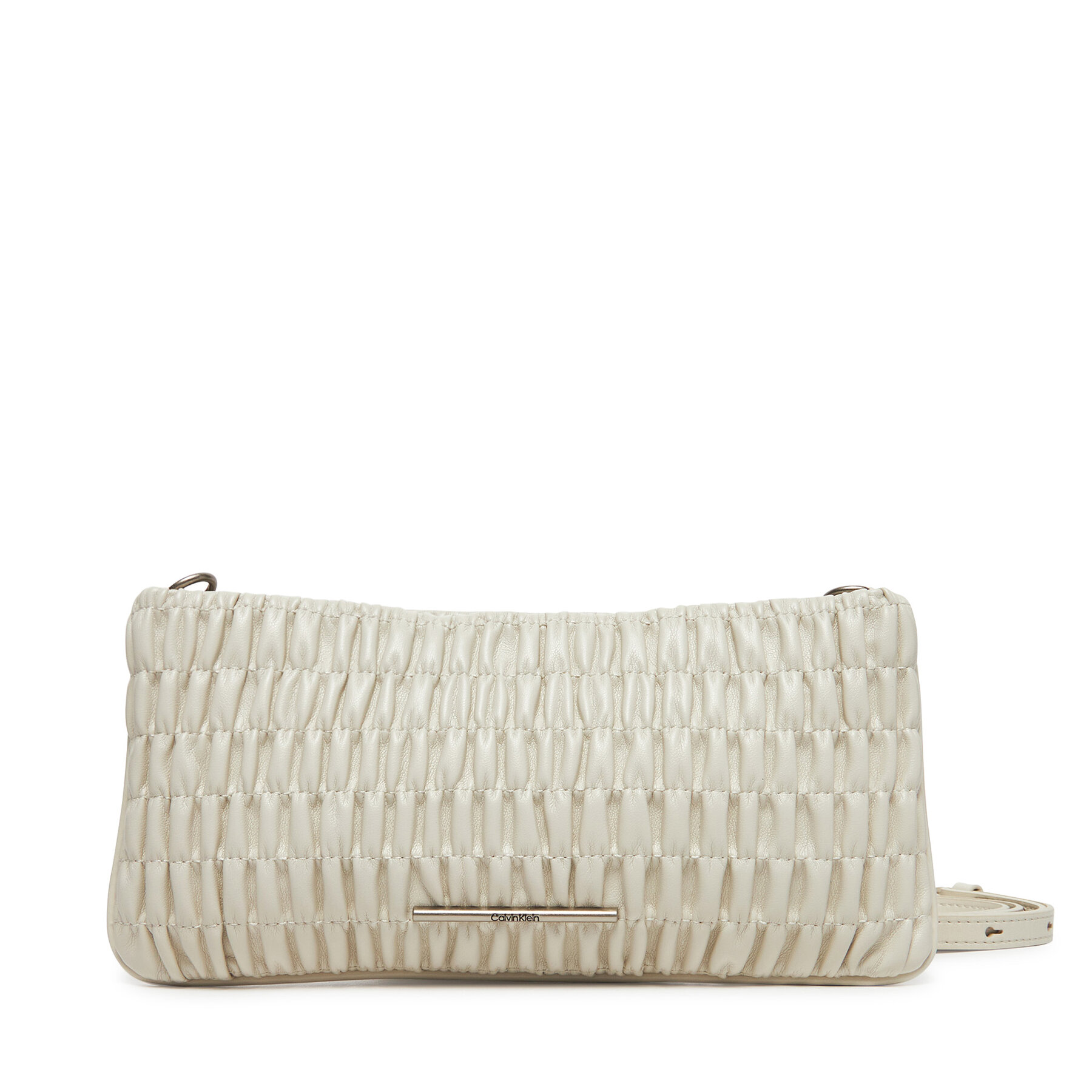 Geantă Calvin Klein Jeans Rouched Zip Top Bag LV04K3090G Écru