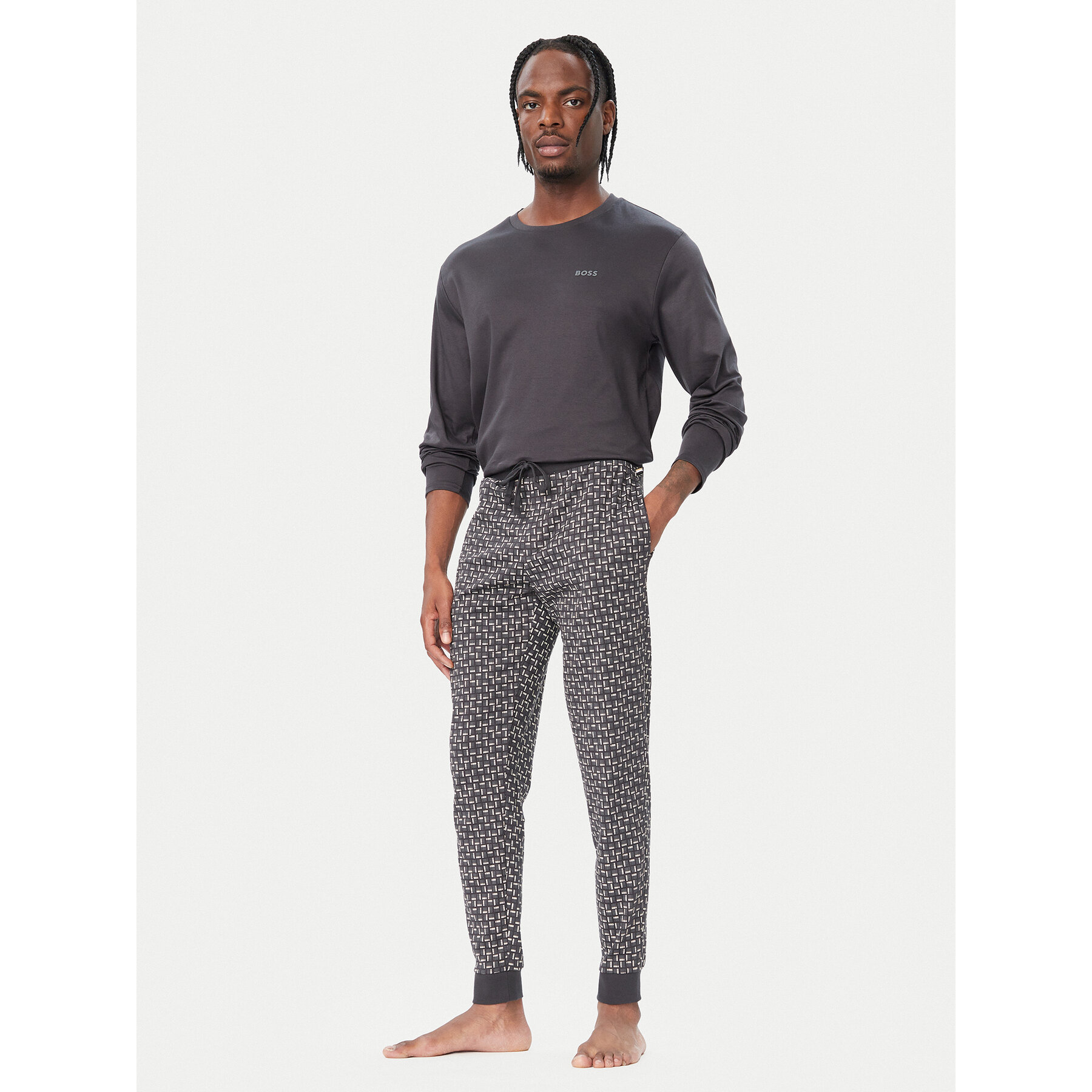BOSS Pidžama Relax Long Set 50570566 Tamno siva Regular Fit