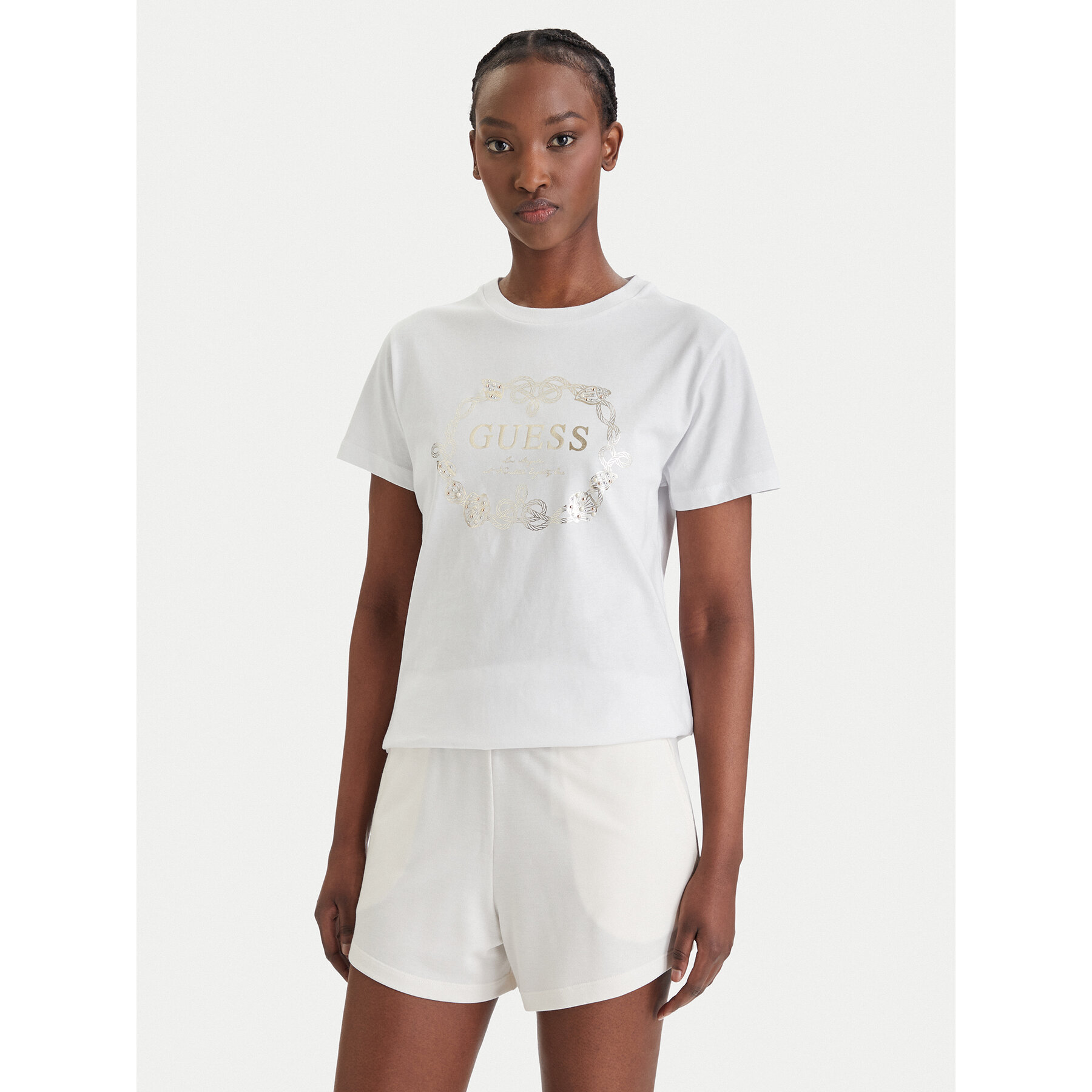Guess Majica E6GI00 I3Z14 Bela Regular Fit