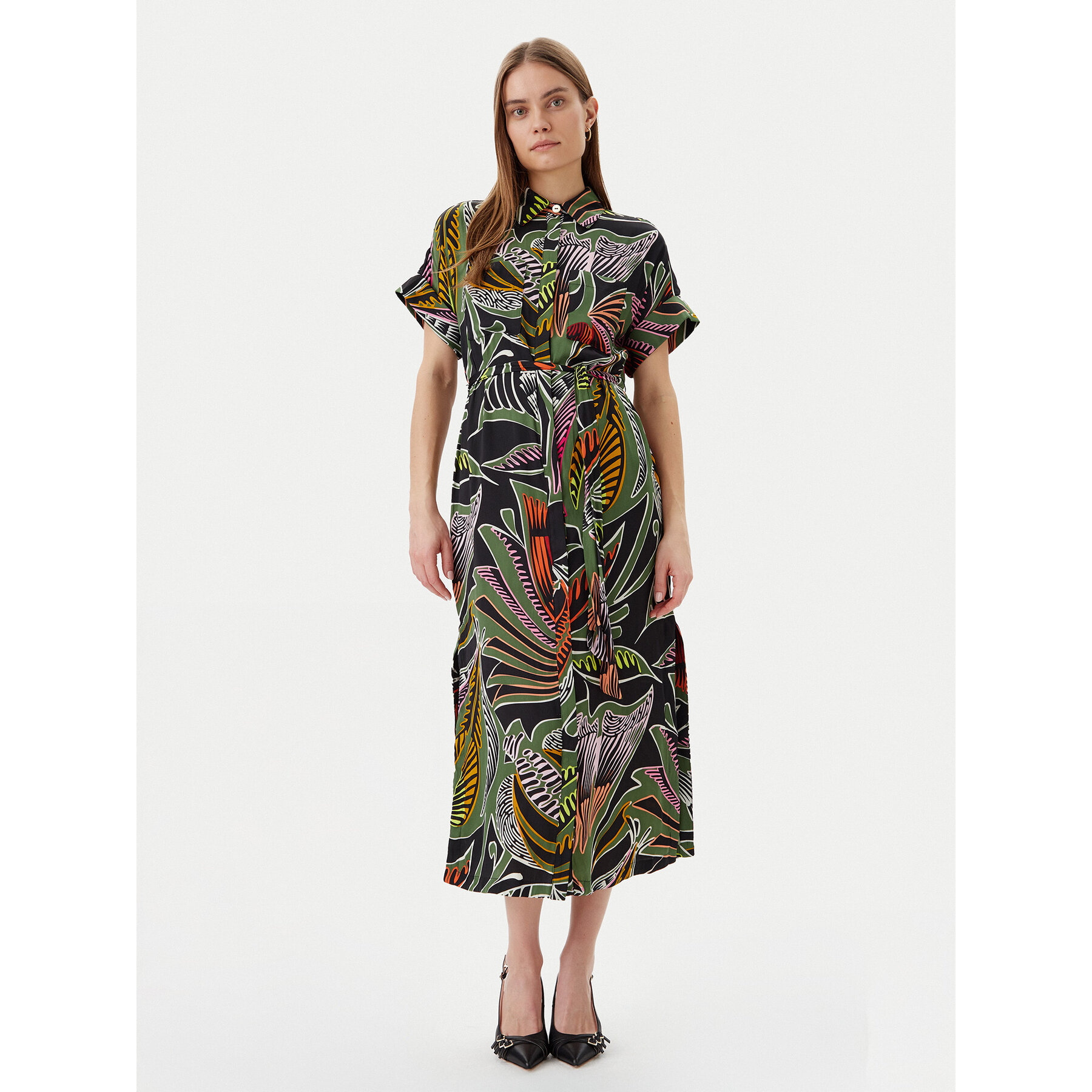 LOLA CASADEMUNT Hemdkleid LS2516059 Grün Relaxed Fit