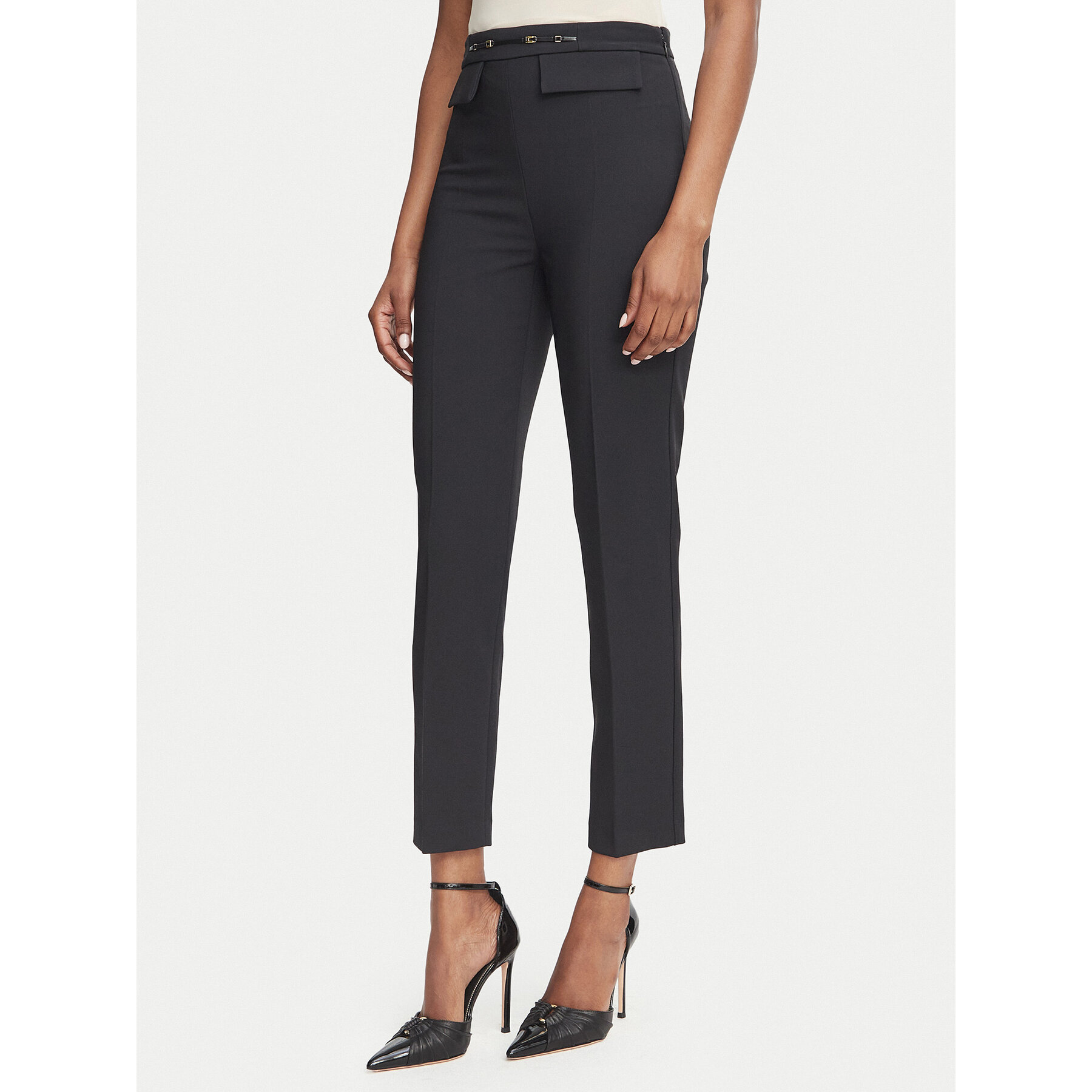 Elisabetta Franchi Stoffhose PA-195-66E2-V320 Schwarz Slim Fit