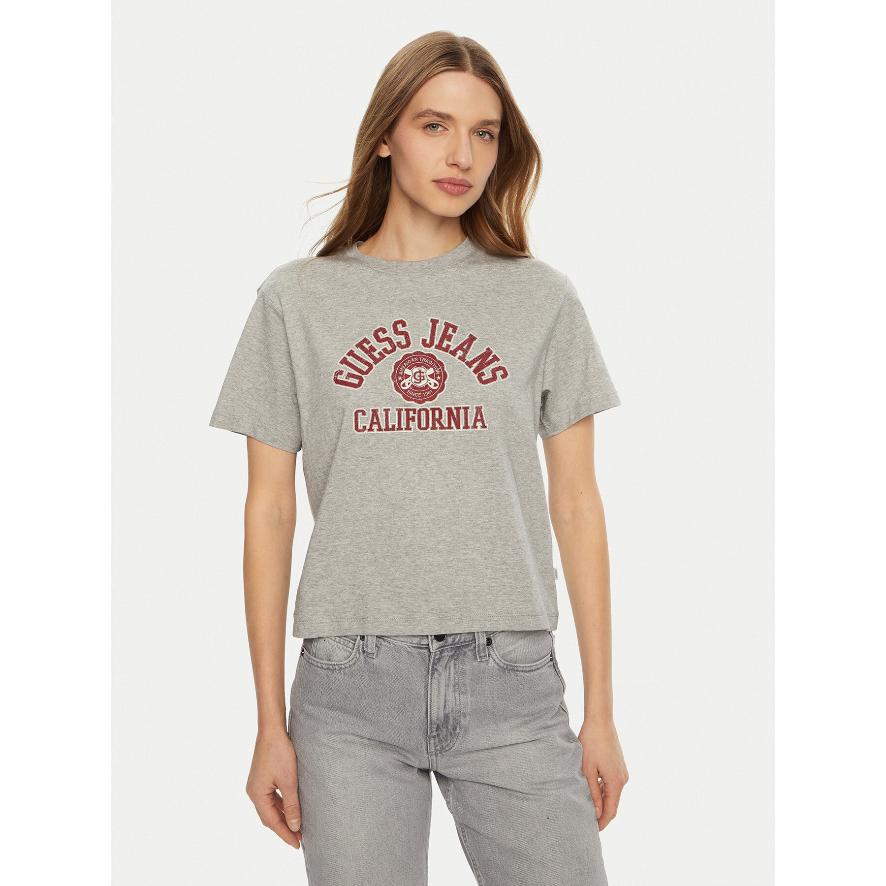 Guess Jeans Póló W5RI43 K8HM0 Szürke Regular Fit