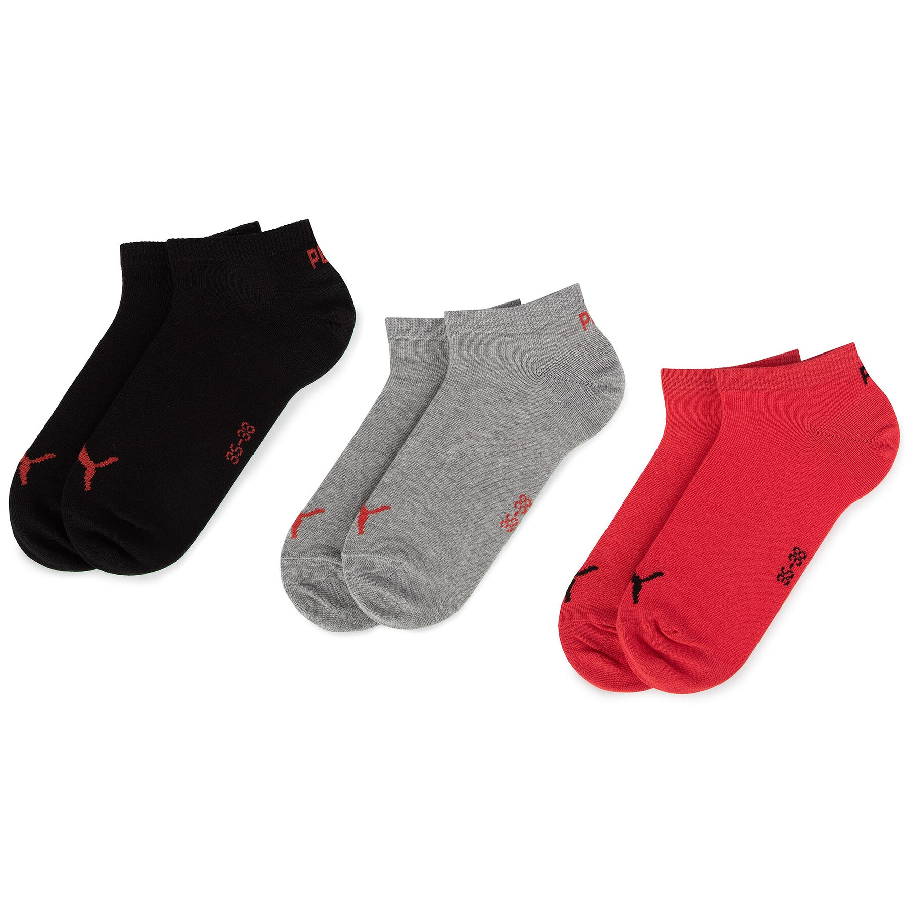 Lot de 3 paires de chaussettes basses unisexe Puma 261080001 Gris