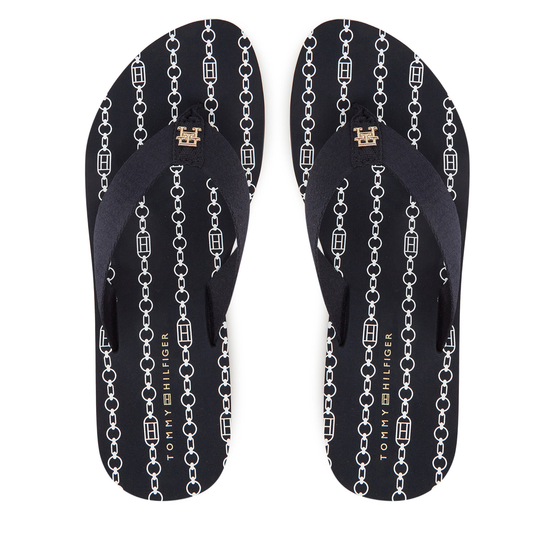 Dámske Žabky Tommy Hilfiger, Rozmer: 37, Tmavomodrá, Im Th Chainprint Midwedge Sandal FW0FW08527