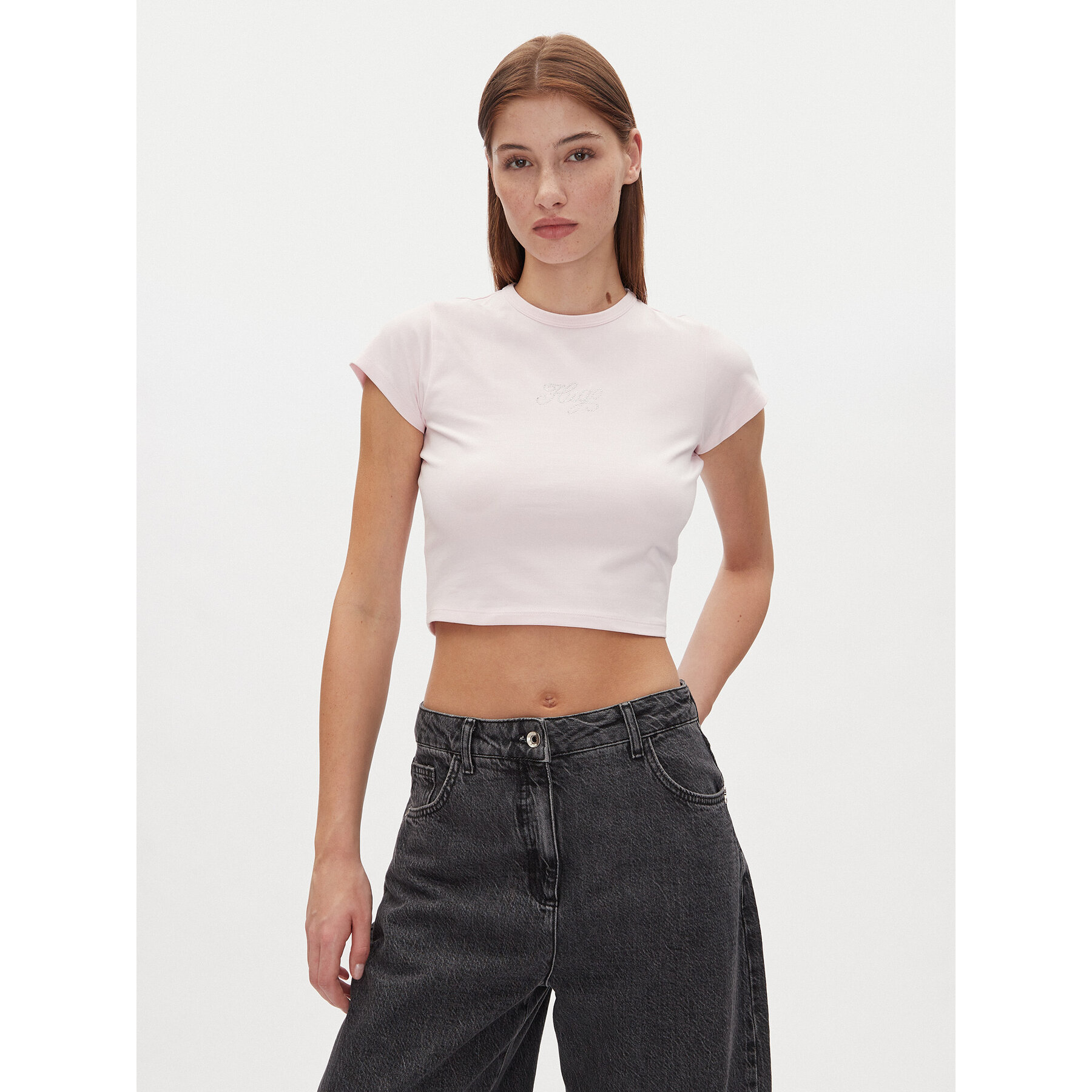 HUGO T-Shirt Dome_B 50537247 Ροζ Cropped Fit