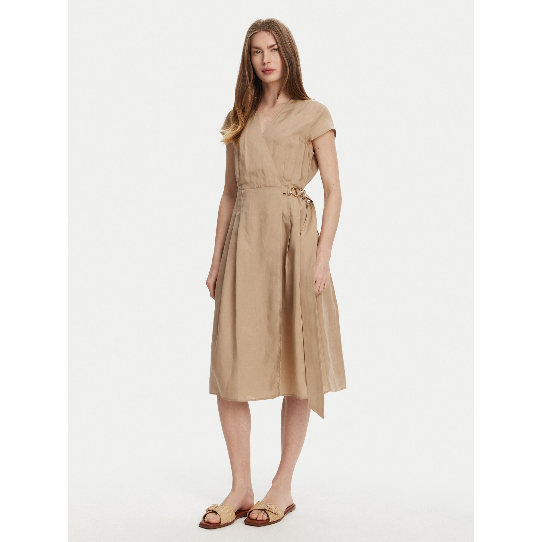 TWINSET Sommerkleid 251TT2072 Beige Loose Fit