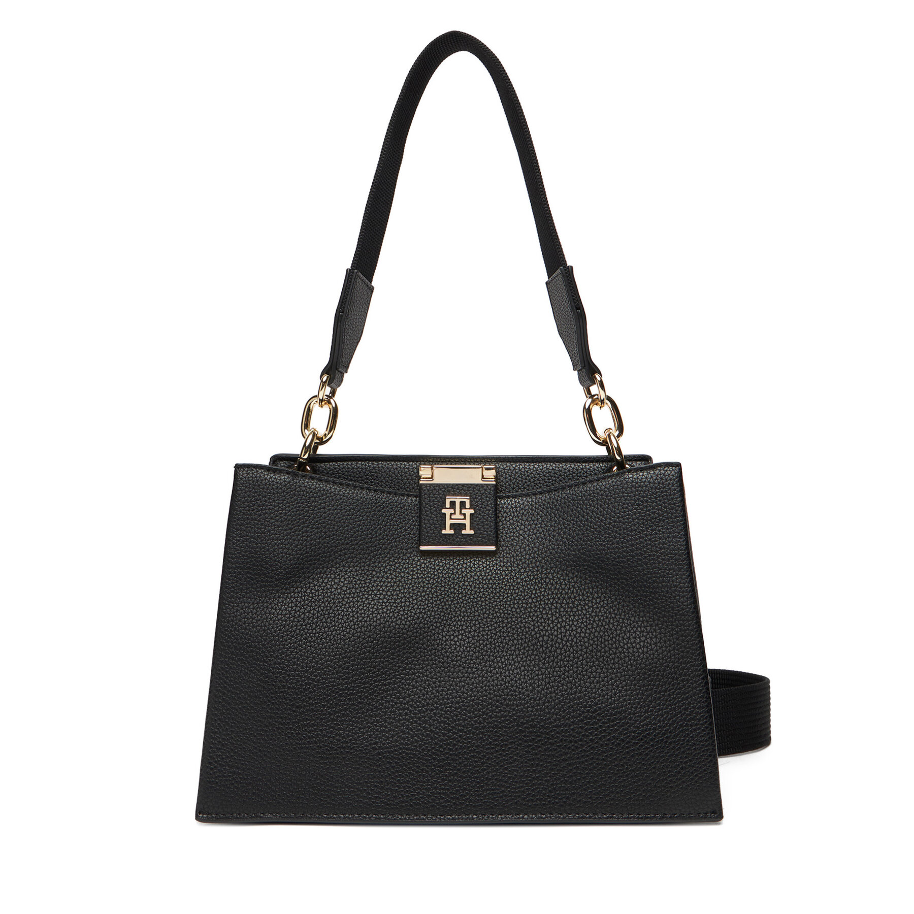 Geantă Tommy Hilfiger Th Her Med Satchel AW0AW17722 Negru