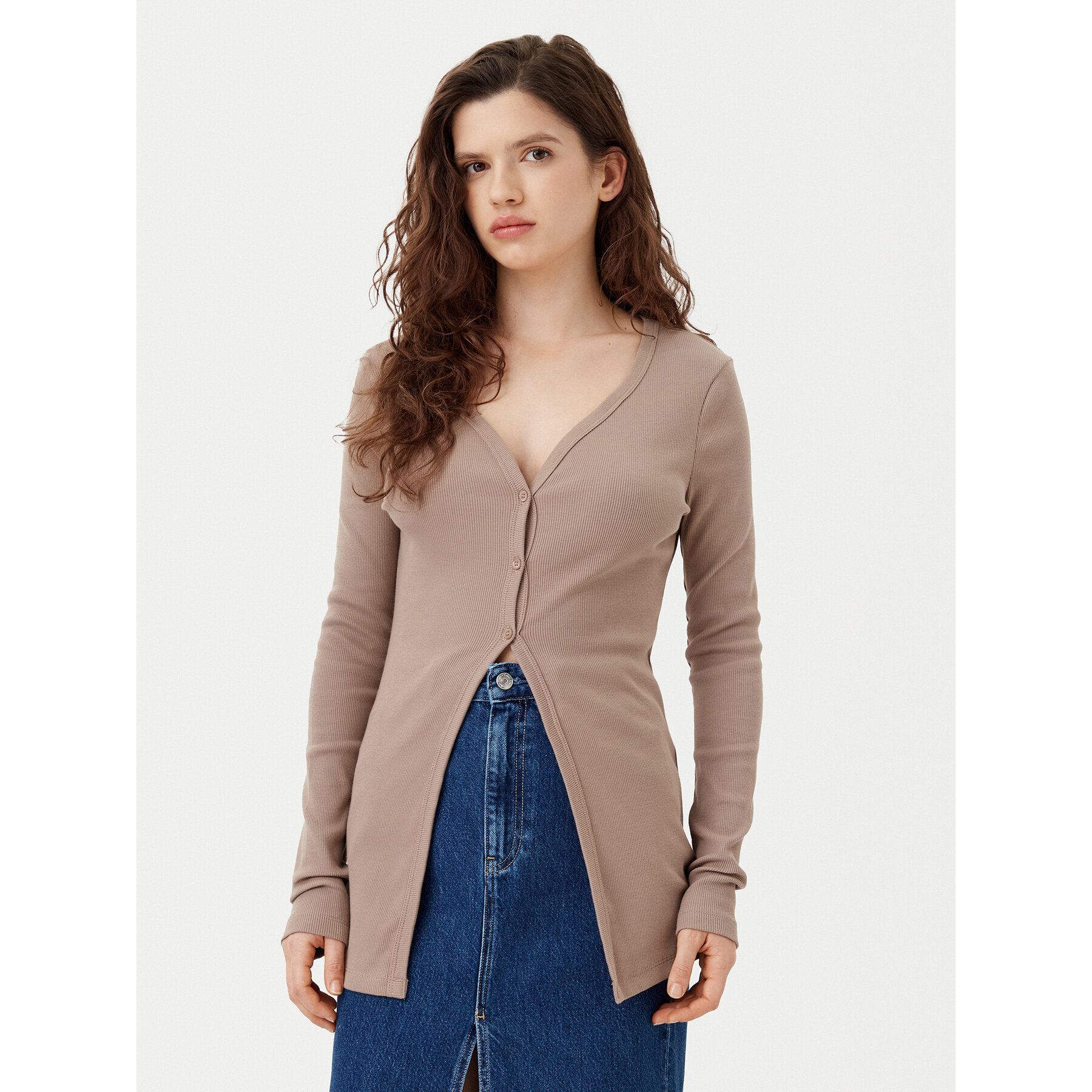 Calvin Klein Jeans Strickjacke J20J224761 Beige Slim Fit