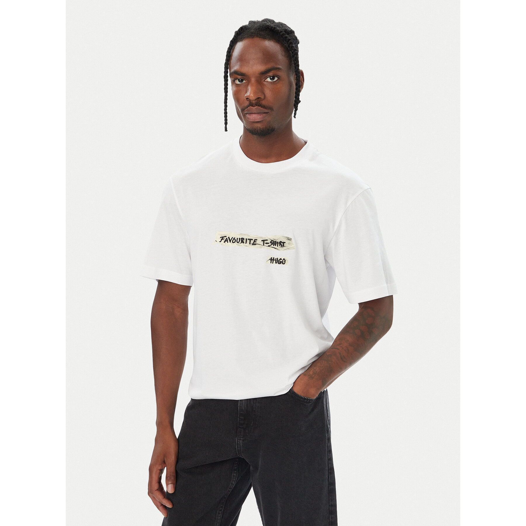 HUGO T-Shirt Naxter 50570028 Weiß Regular Fit