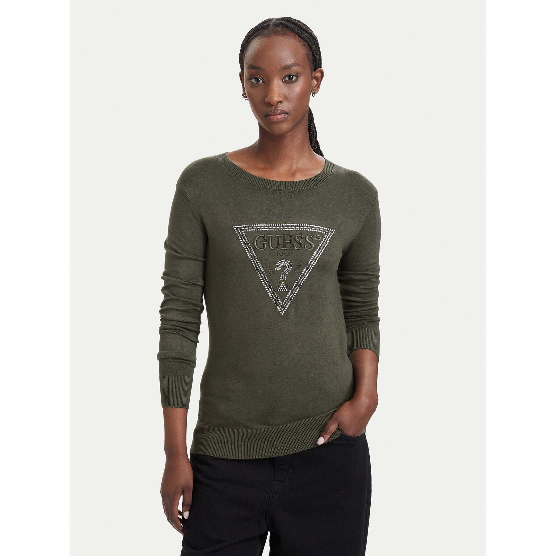 Guess Pullover W6YR28 Z0976 Dunkelgrün Regular Fit