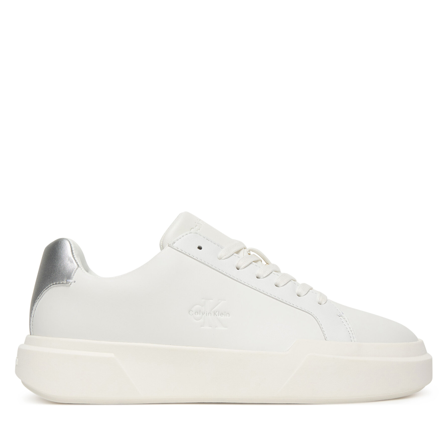 Sneakersy Calvin Klein Chunky Cupsole Lace Up Lth Met YW0YW01948 Bílá
