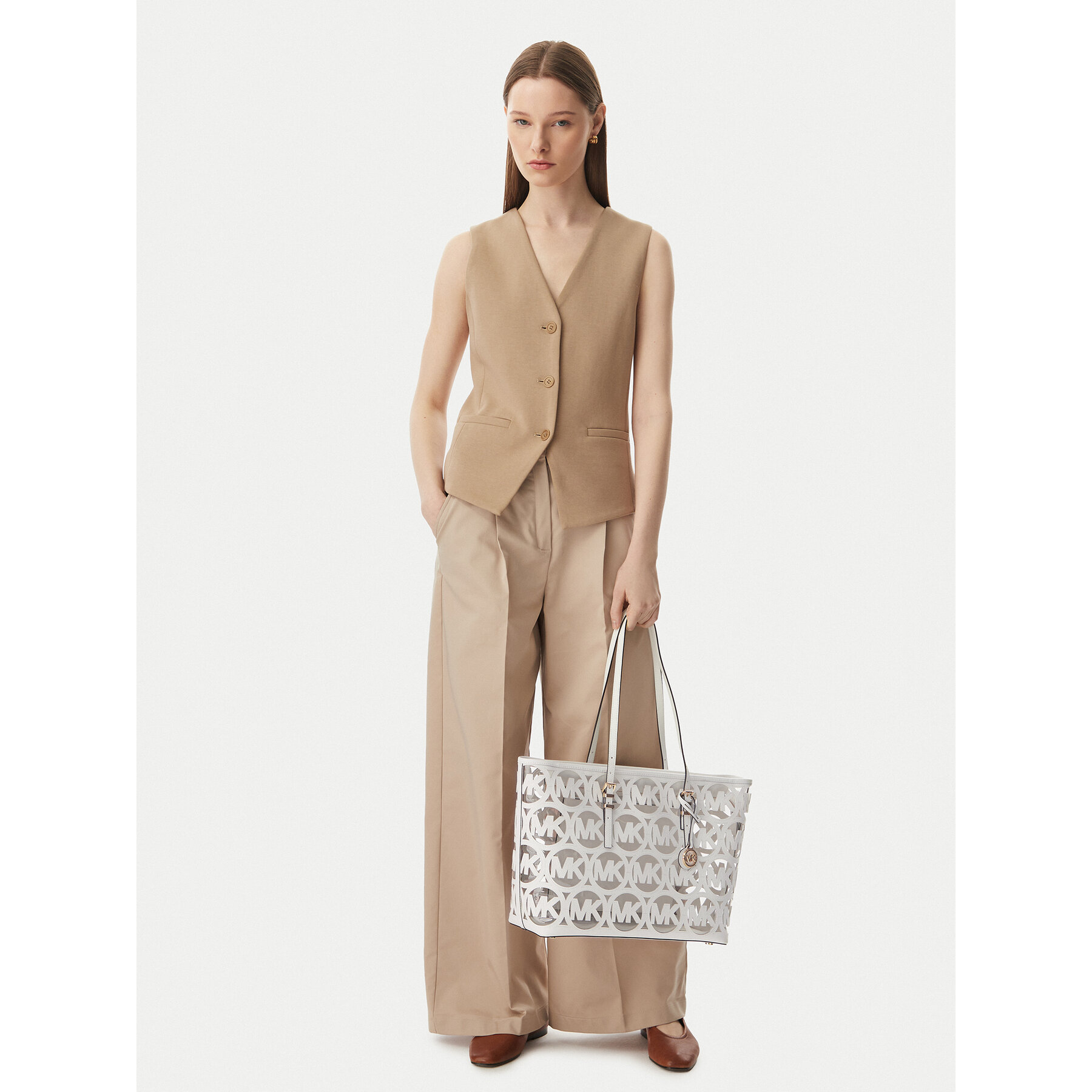 Ročna torba MICHAEL Michael Kors 30S6GQNT9O Bela
