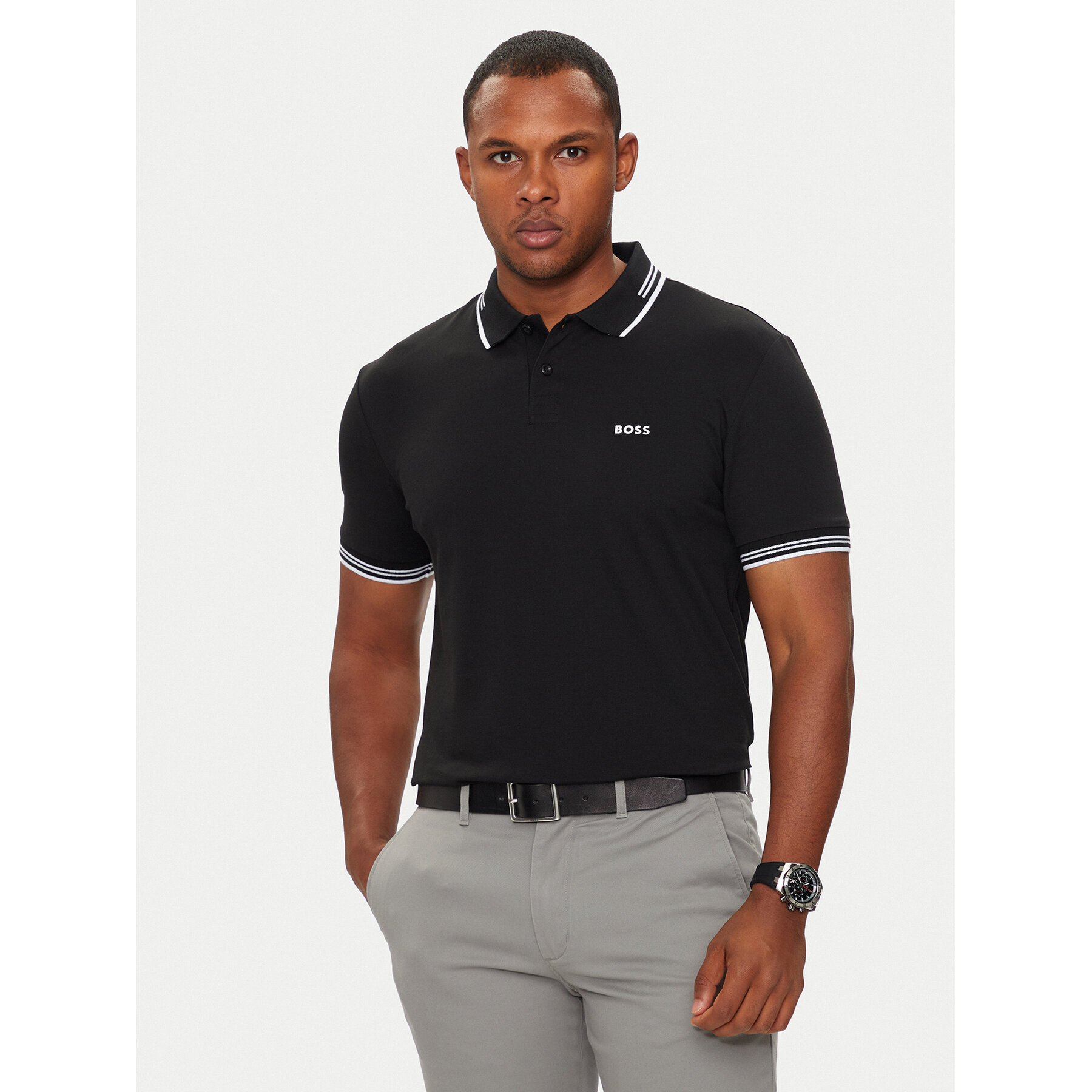 Boss Pólóing Paul 50506193 Fekete Slim Fit