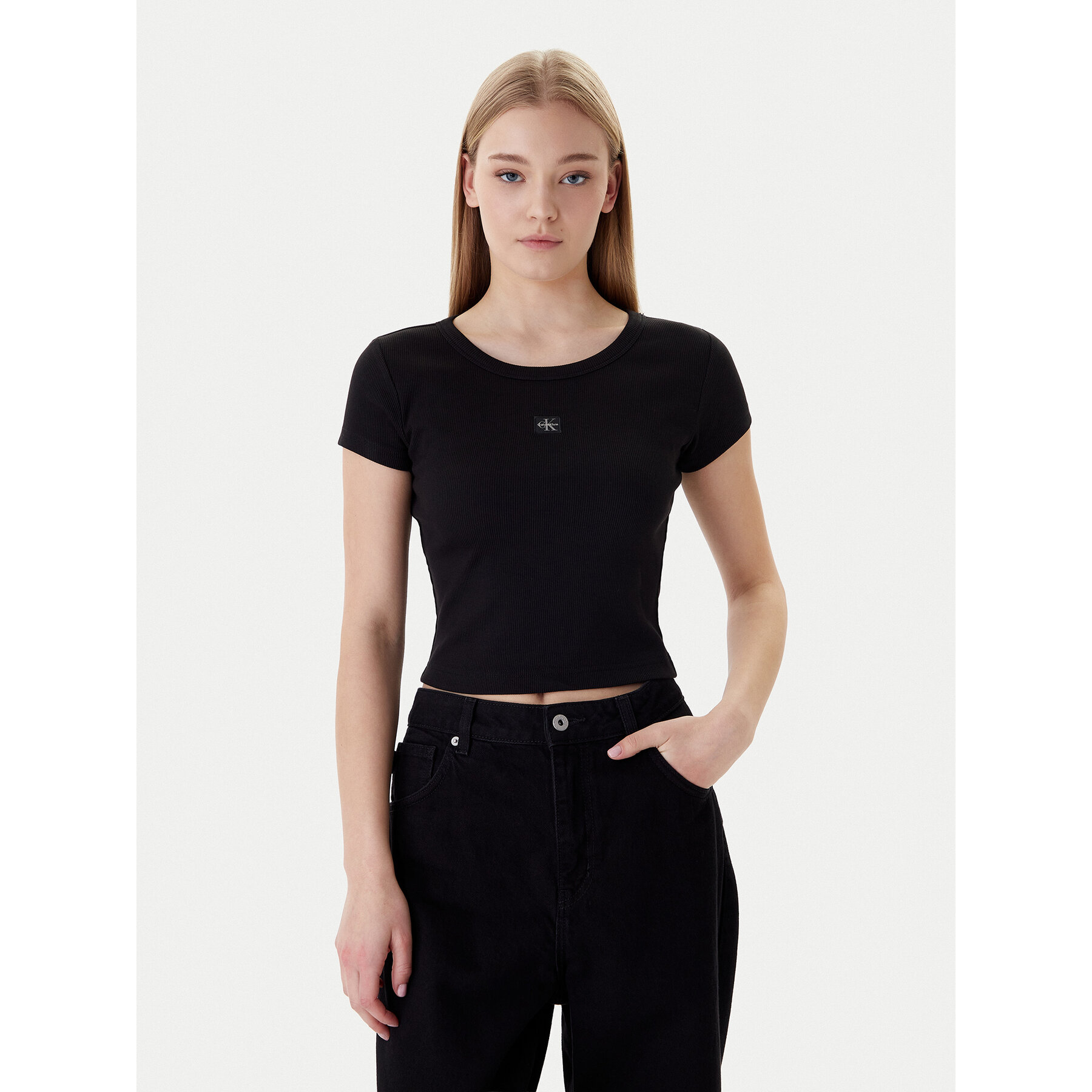 Calvin Klein Jeans T-shirt LV047C200G Crna Slim Fit