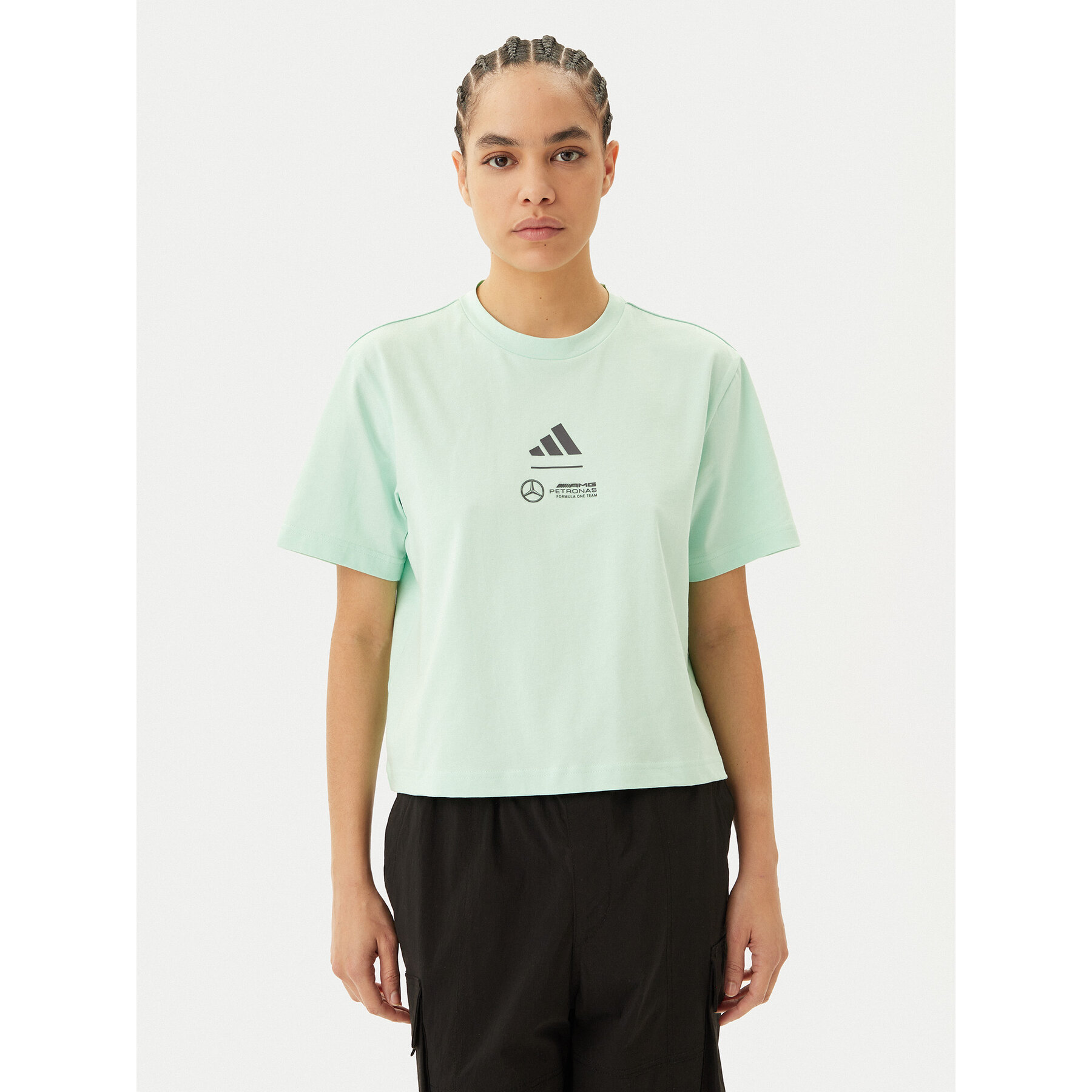 adidas Póló Mercedes - AMG Petronas Formula One Team Premium JY3077 Zöld Loose Fit