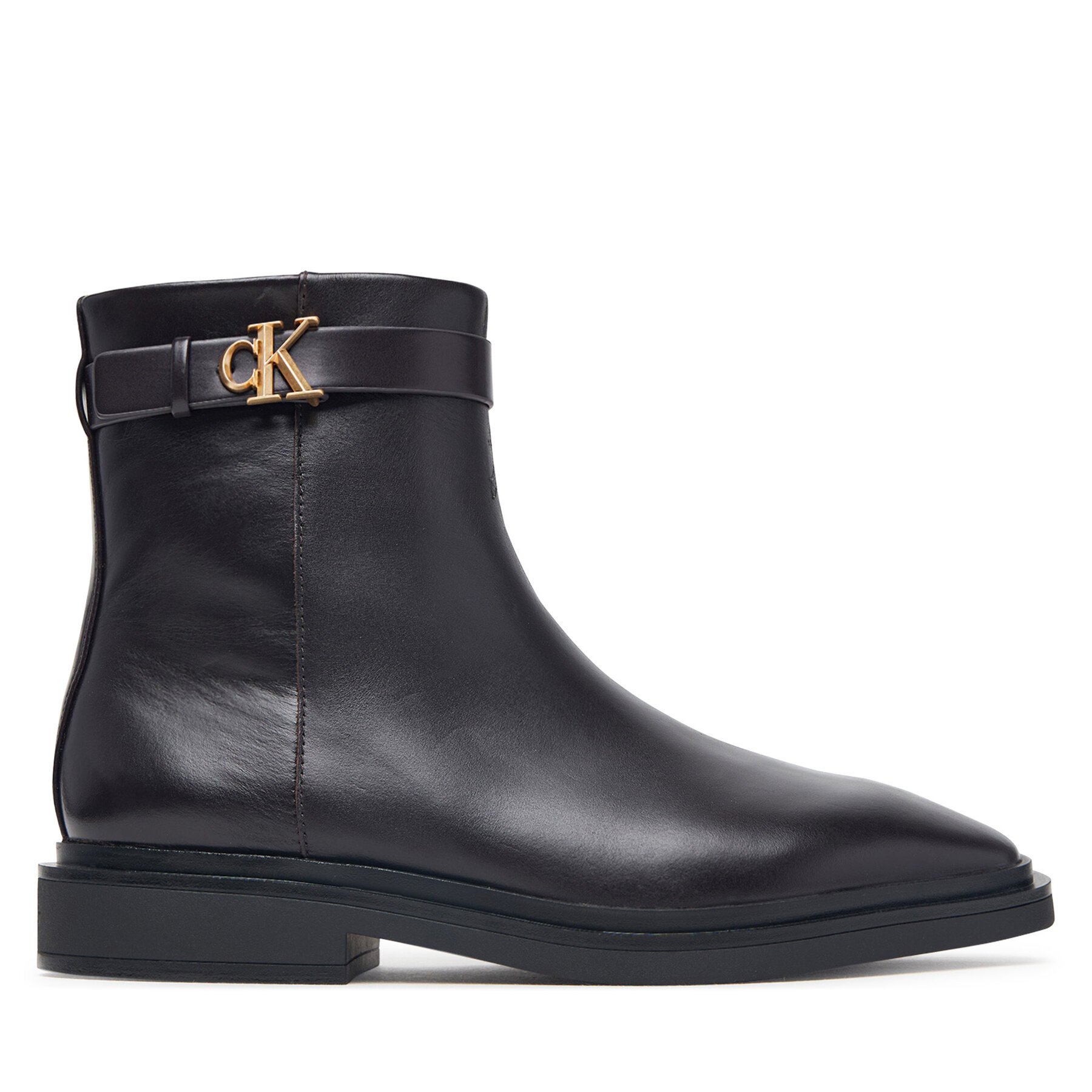 Īsie zābaki Calvin Klein Square Ankle Boot Lth Mg Hdw HW0HW03186 Tumši brūna