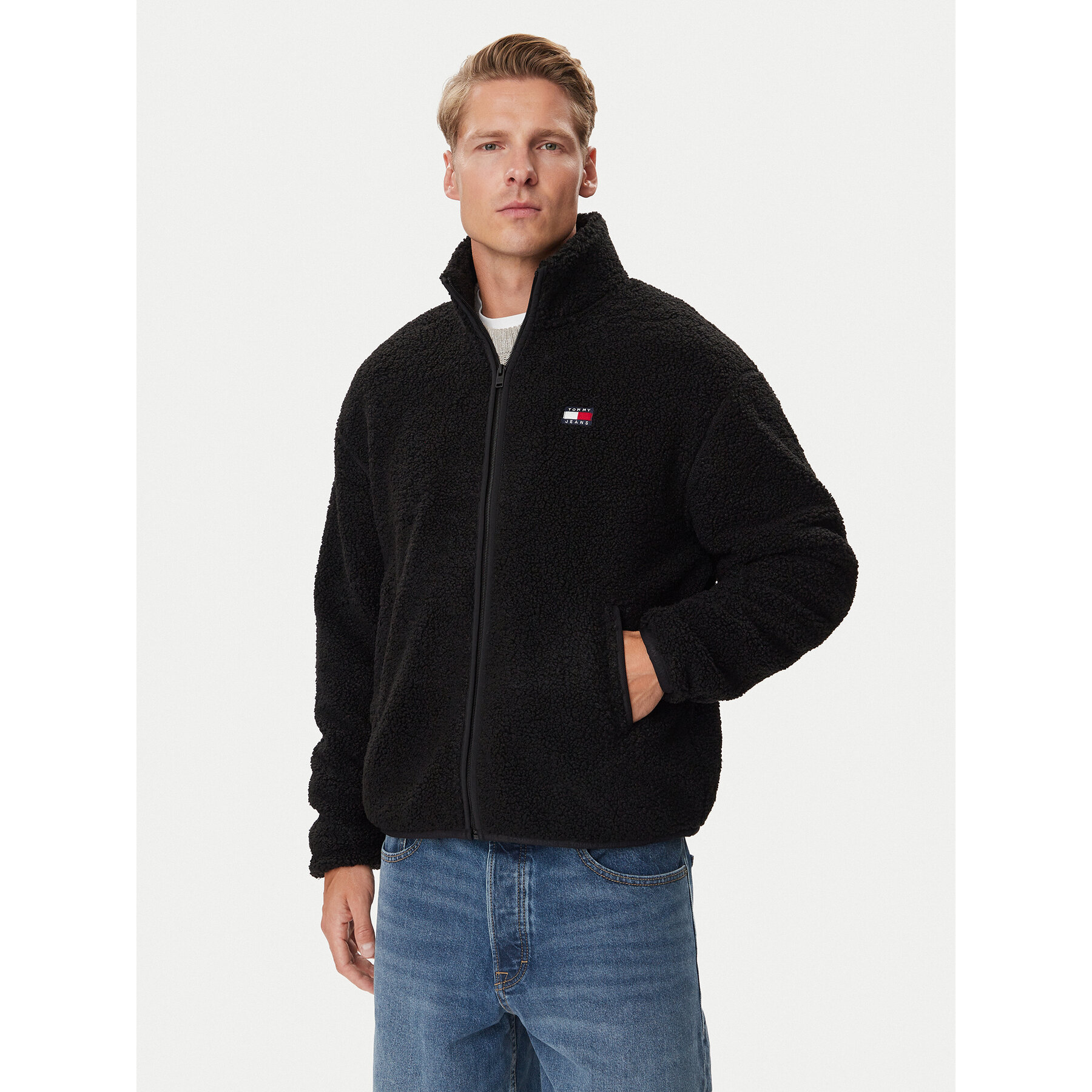 Tommy Jeans Fleecejacke DM0DM22345 Schwarz Regular Fit