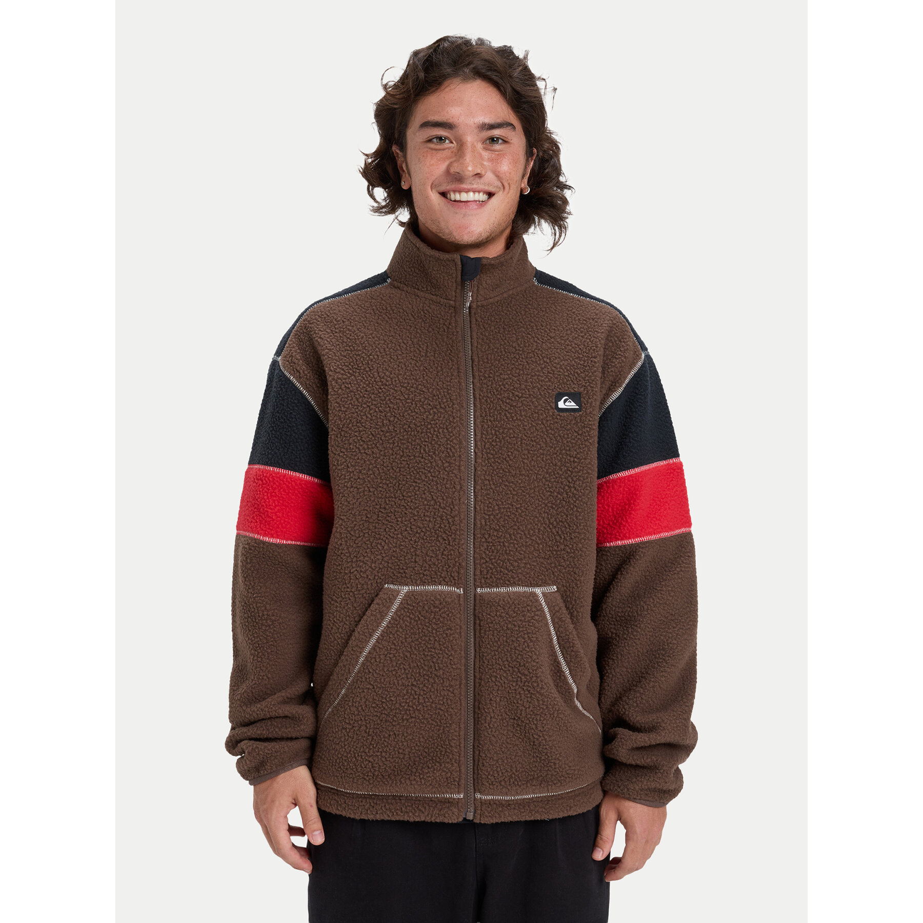 Quiksilver Fleecejacke Clean Coast Block EQYPF03065 Braun Loose Fit