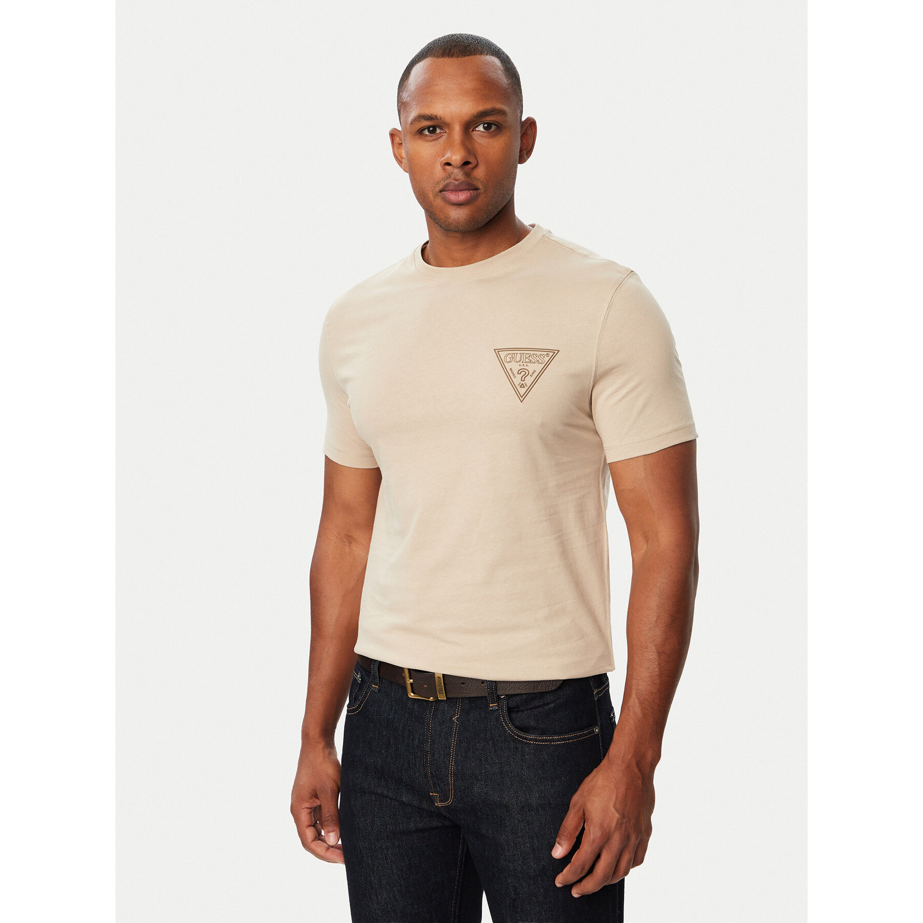 Guess Majica M6BI49 K6186 Bež Slim Fit