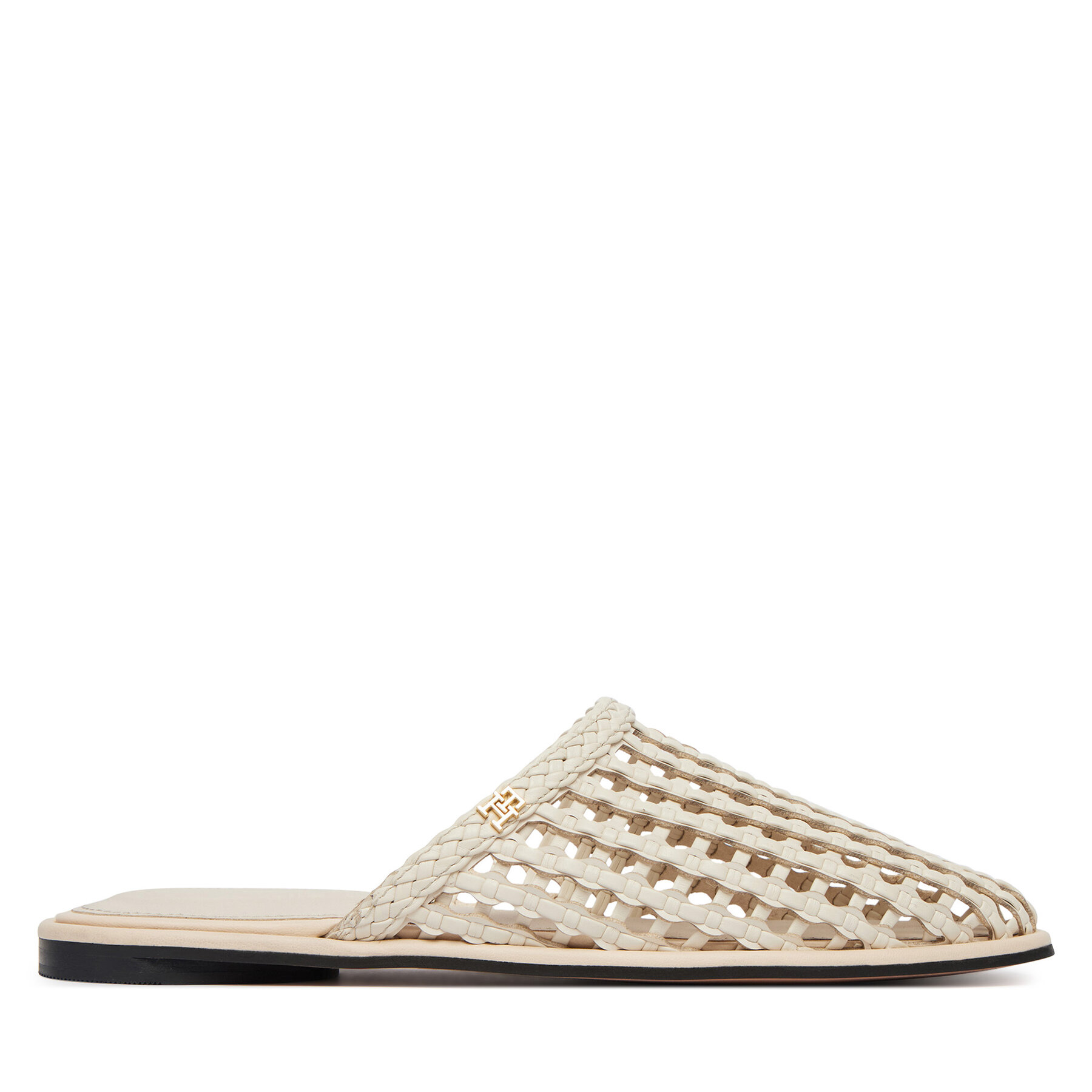 Natikače Tommy Hilfiger Hilfiger Leather Mix Flat Mule FW0FW09280 Krem