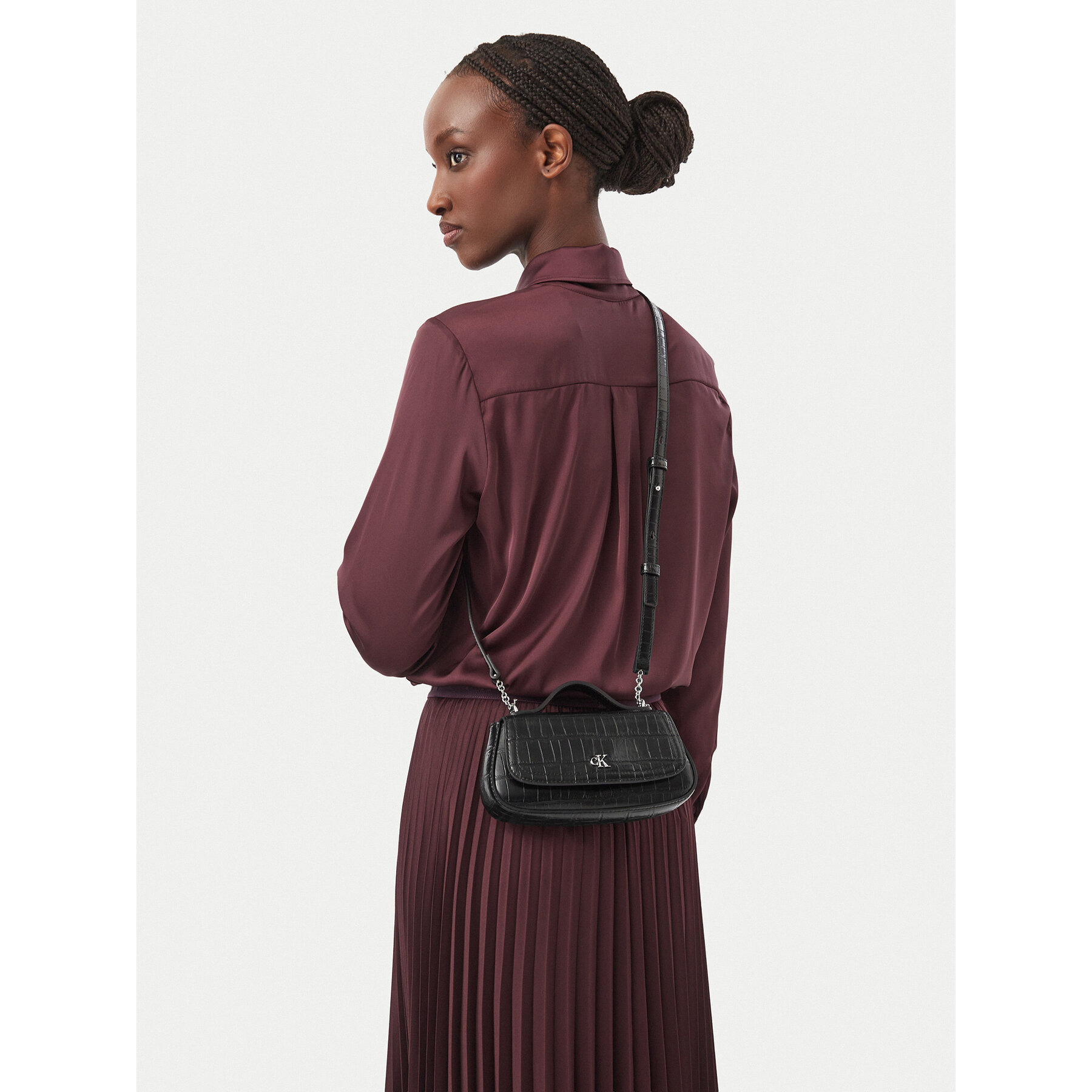 Дамска чанта Calvin Klein Ck Croc Top Handle Bag LV04F3903G Черен