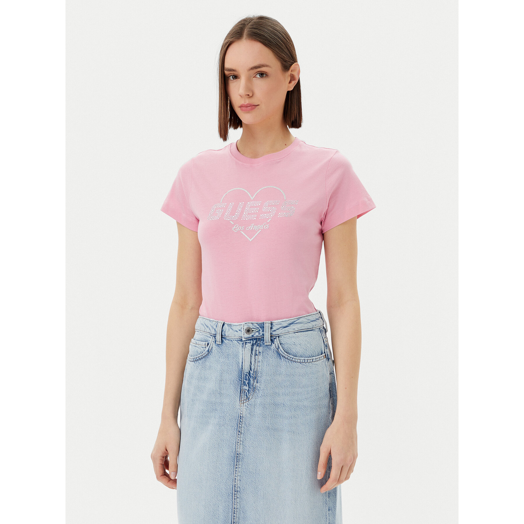 Guess T-Shirt V5GI10 K9RM1 Rosa Regular Fit
