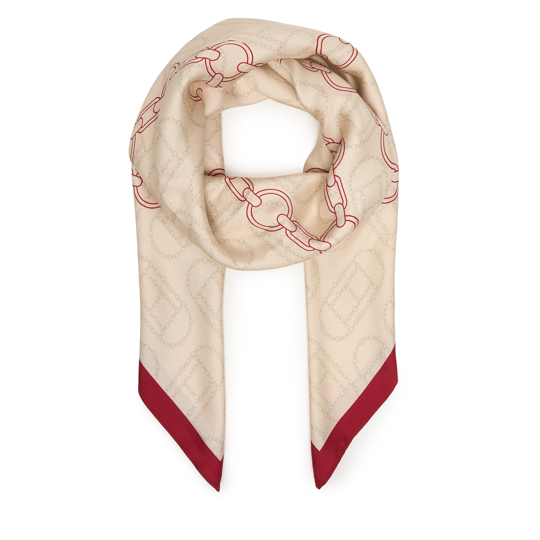 Šál Tommy Hilfiger Chain Silk Large Scarf AW0AW18277 Červená