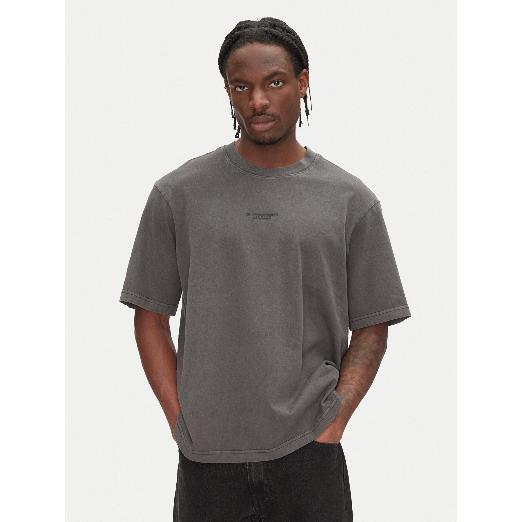G-Star Raw T-Shirt Overdyed D24780-C756 Μαύρο Boxy Fit