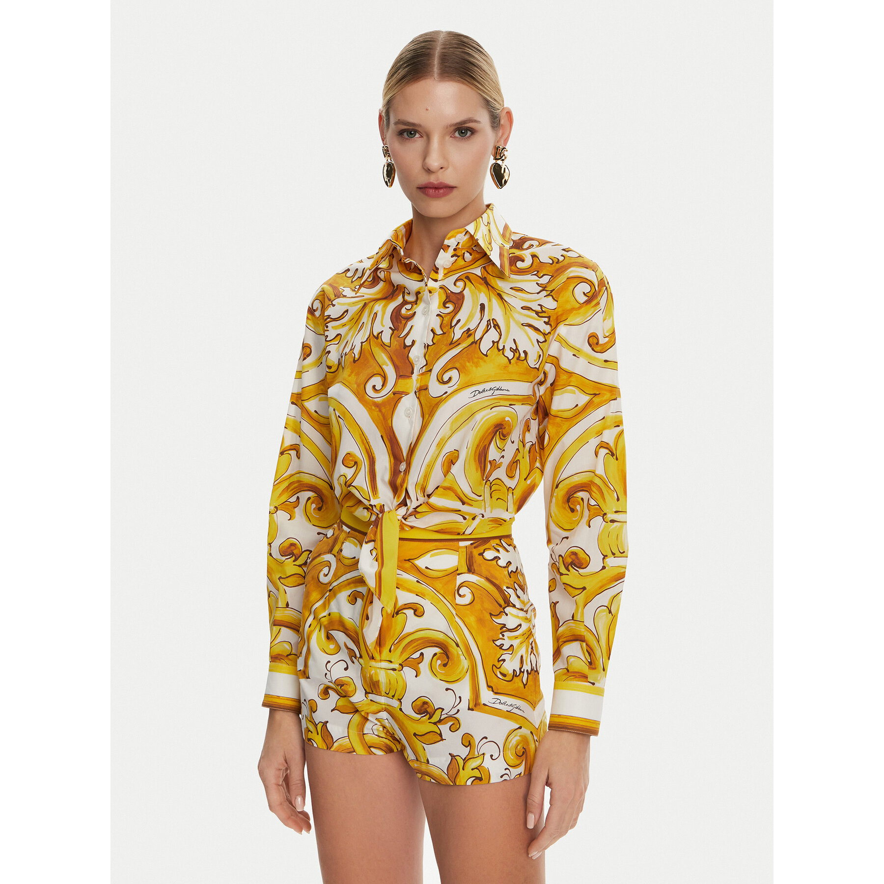 Dolce&Gabbana Hemd F5S65T FI5JK Gelb Regular Fit