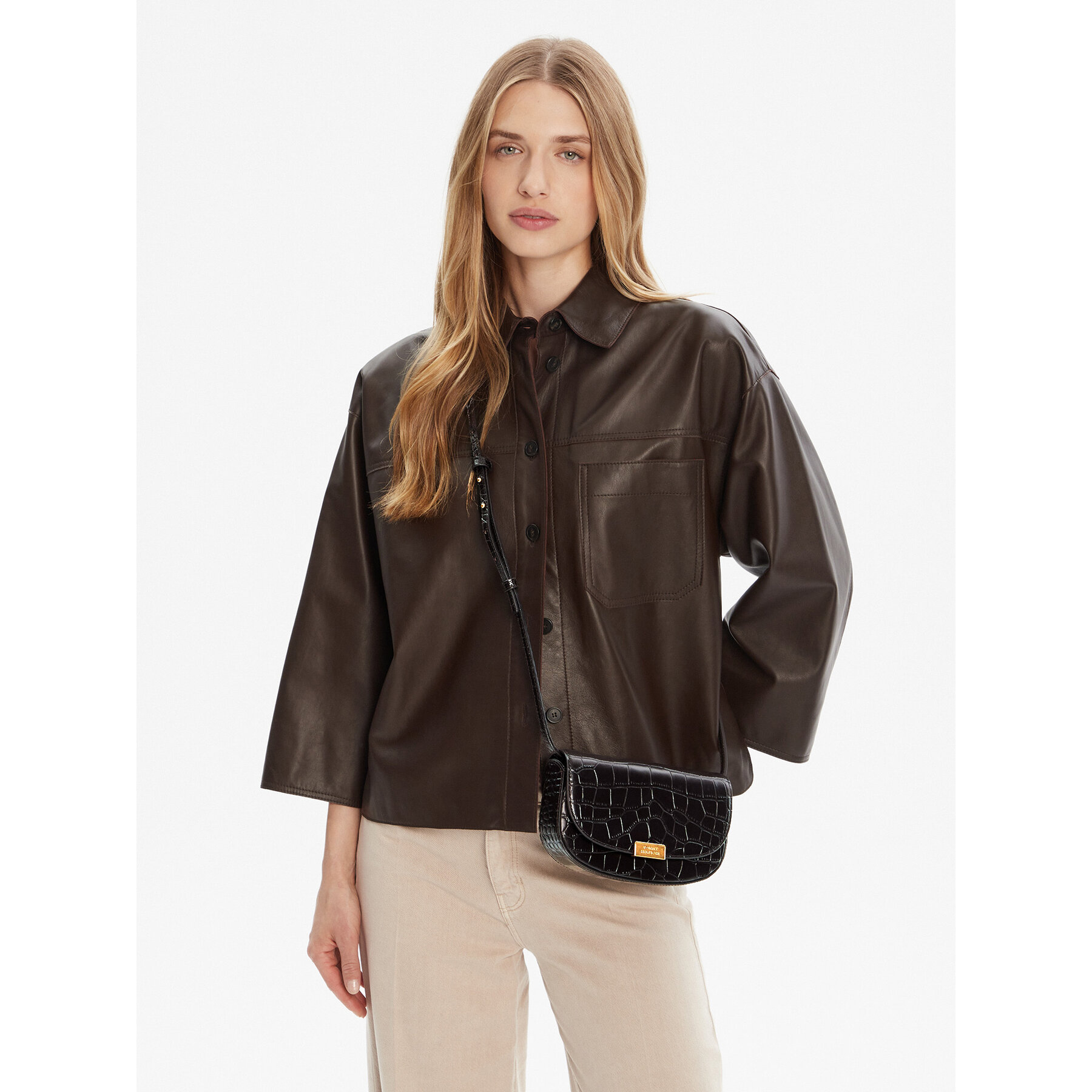 Τσάντα Tommy Hilfiger Party Le Mini Crossover Croc AW0AW18203 Καφέ