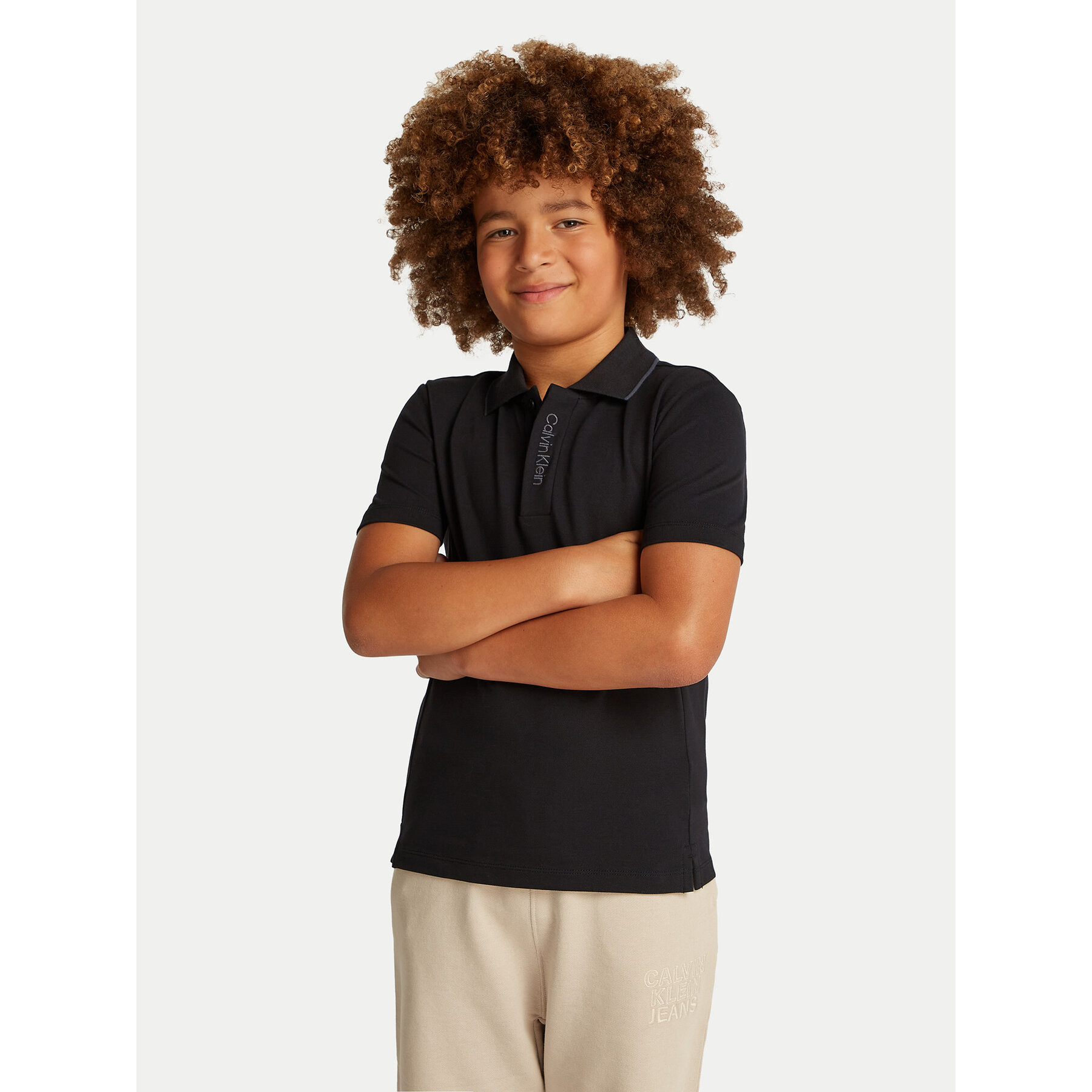 Calvin Klein Jeans Pólóing Embro Logo IB0IB02370 Fekete Regular Fit
