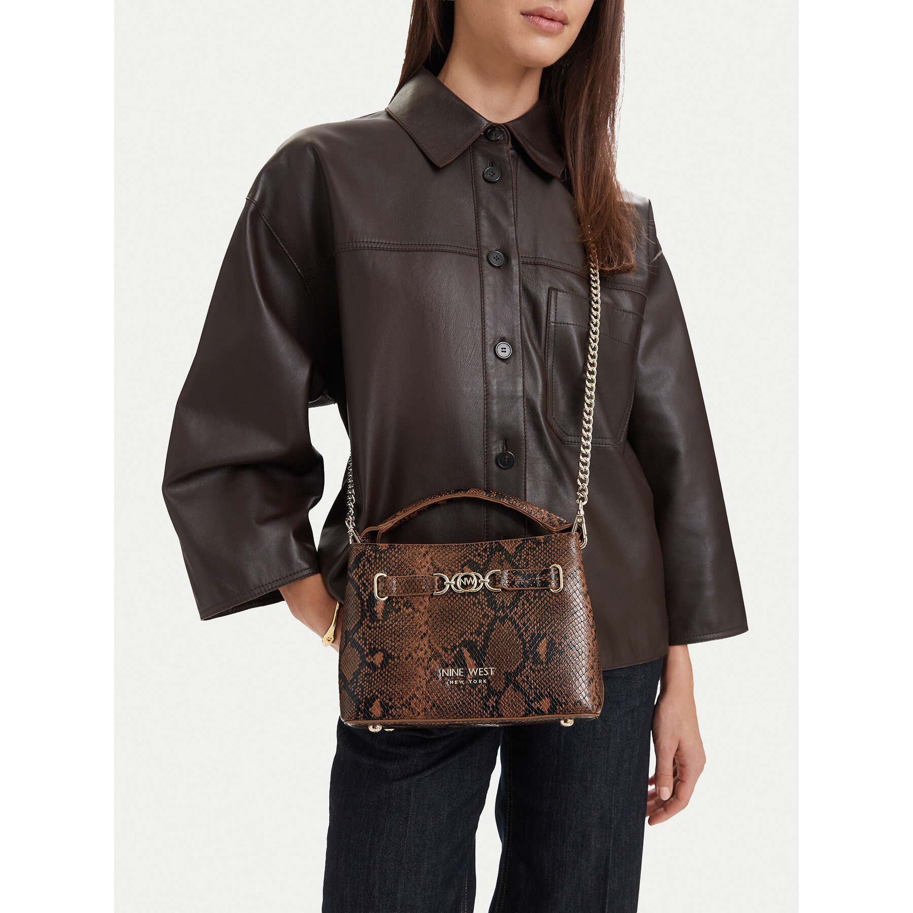Дамска чанта Nine West EO-CITY GRACE-LDA9420 SNAKE Кафяв
