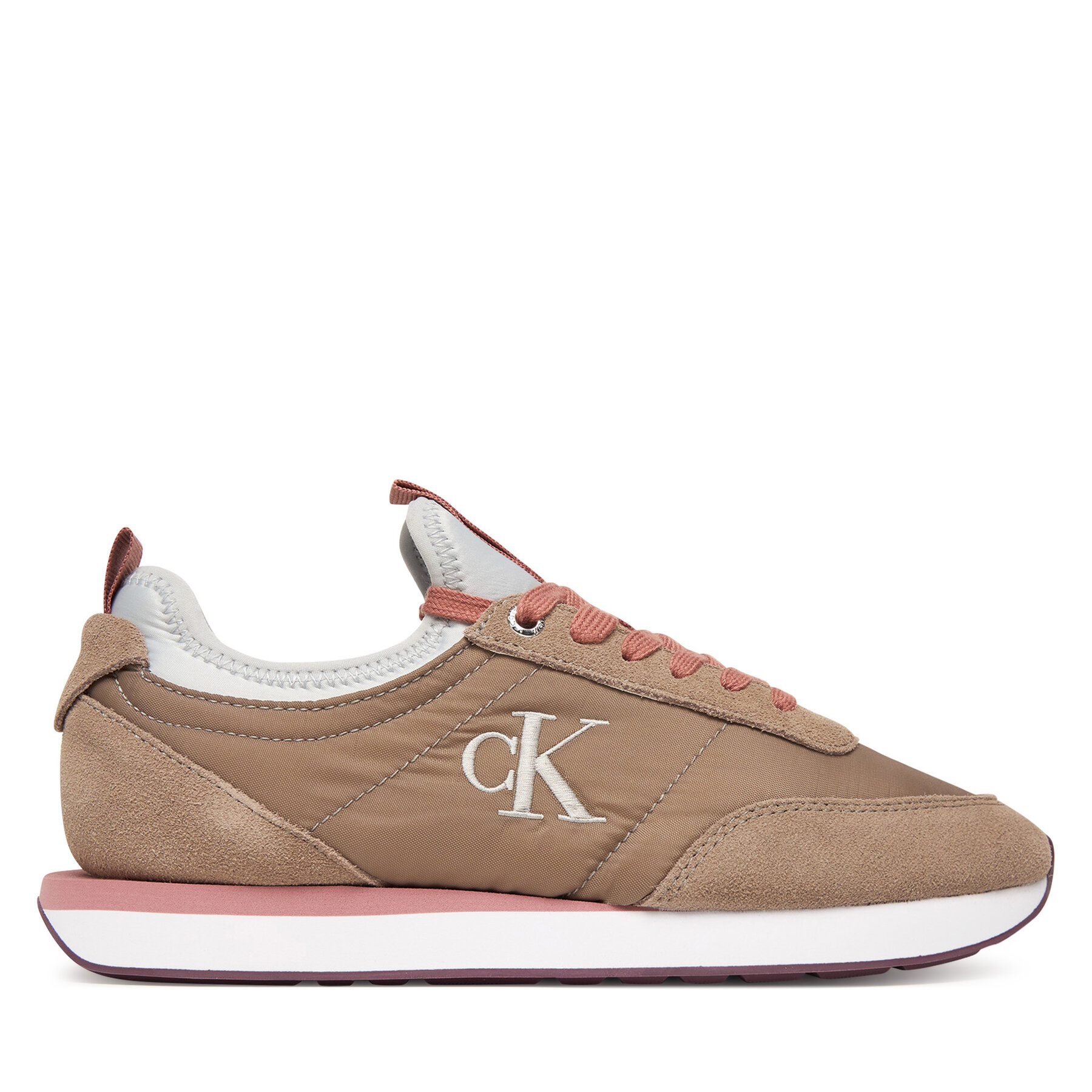 Tenisice Calvin Klein Retro Runner Sock Laceup Mix Mat YW0YW02060 Smeđa