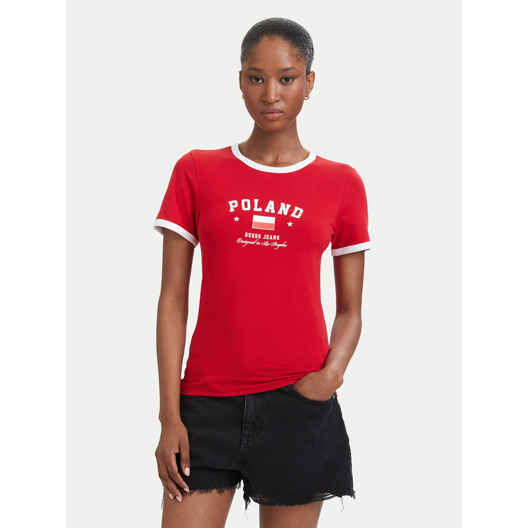 Guess Jeans T-shirt W6YI16 K3995 Crvena Slim Fit