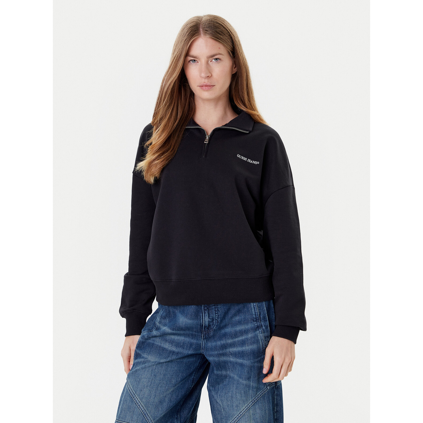 Guess Jeans Sweatshirt W5YQ09 K68I4 Schwarz Regular Fit