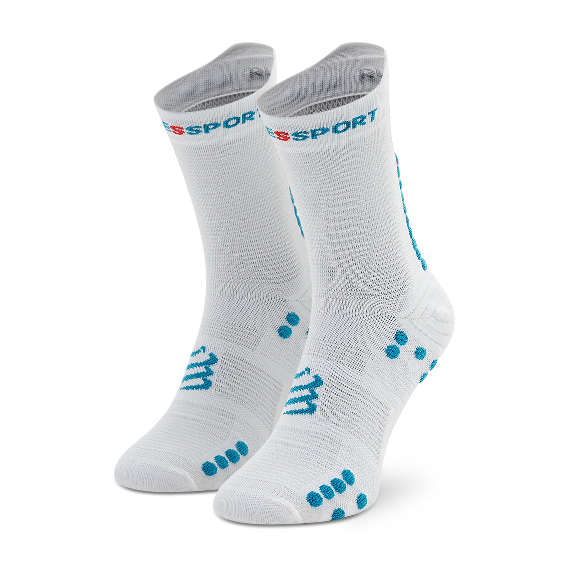 Compressport Pro Racing Socks v4.0 Run High white/fjord blue - Calcetines deportivos