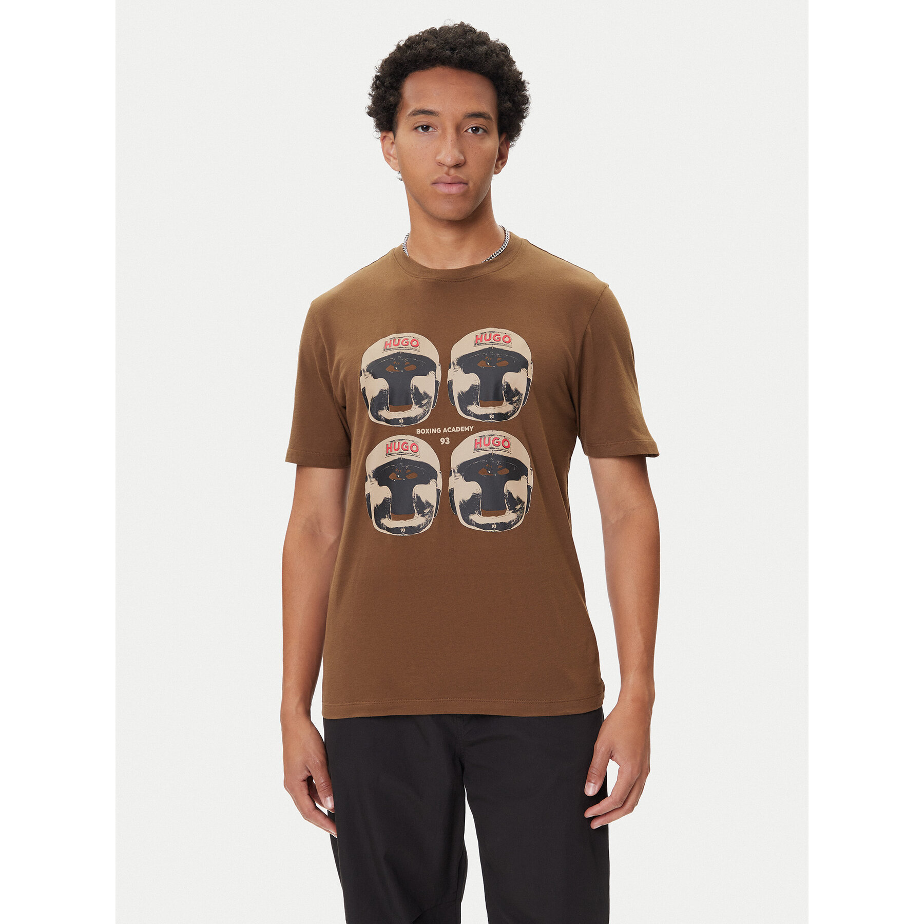 HUGO T-Shirt Diboxer 50542560 Σκούρο καφέ Regular Fit