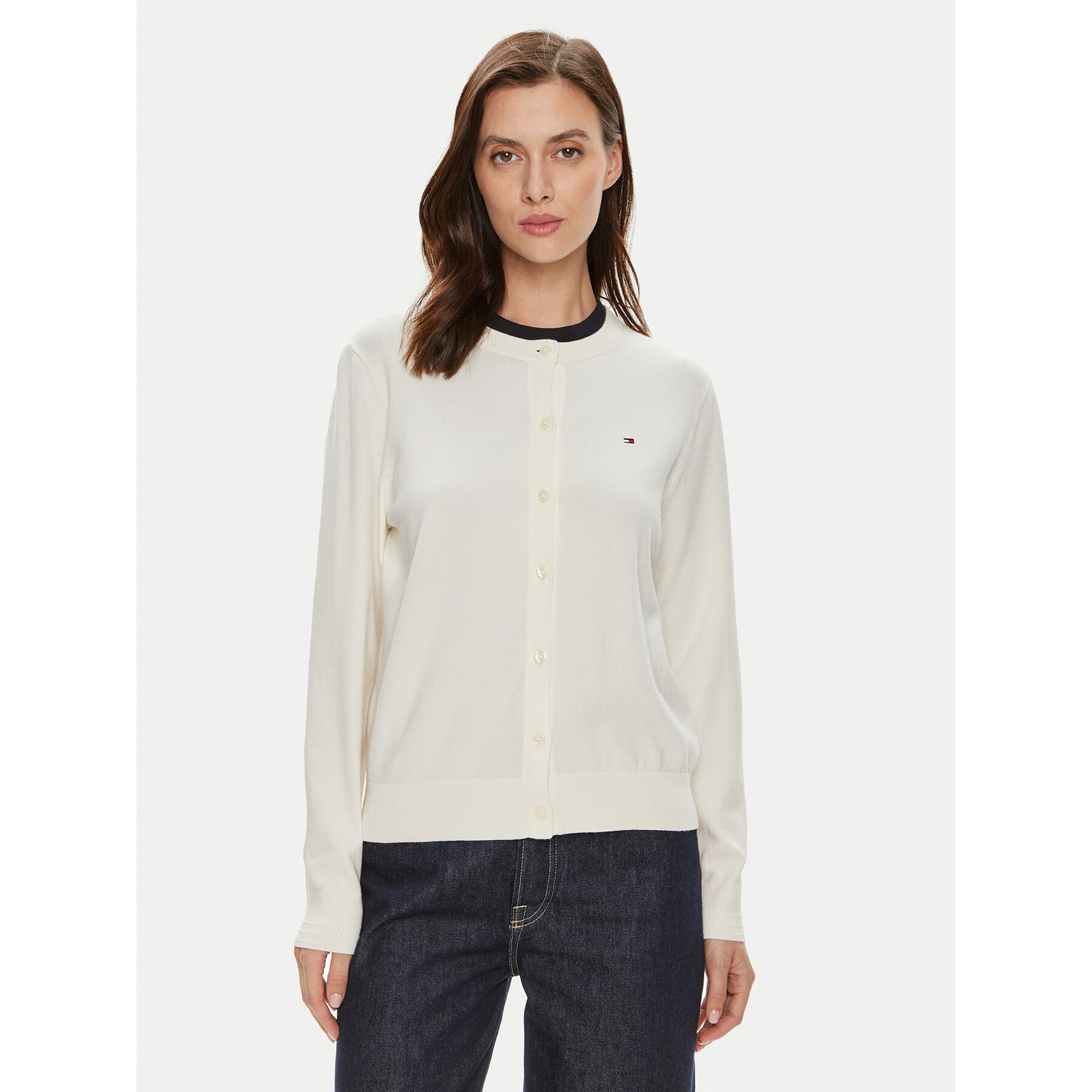 Tommy Hilfiger Strickjacke WW0WW42370 Écru Regular Fit