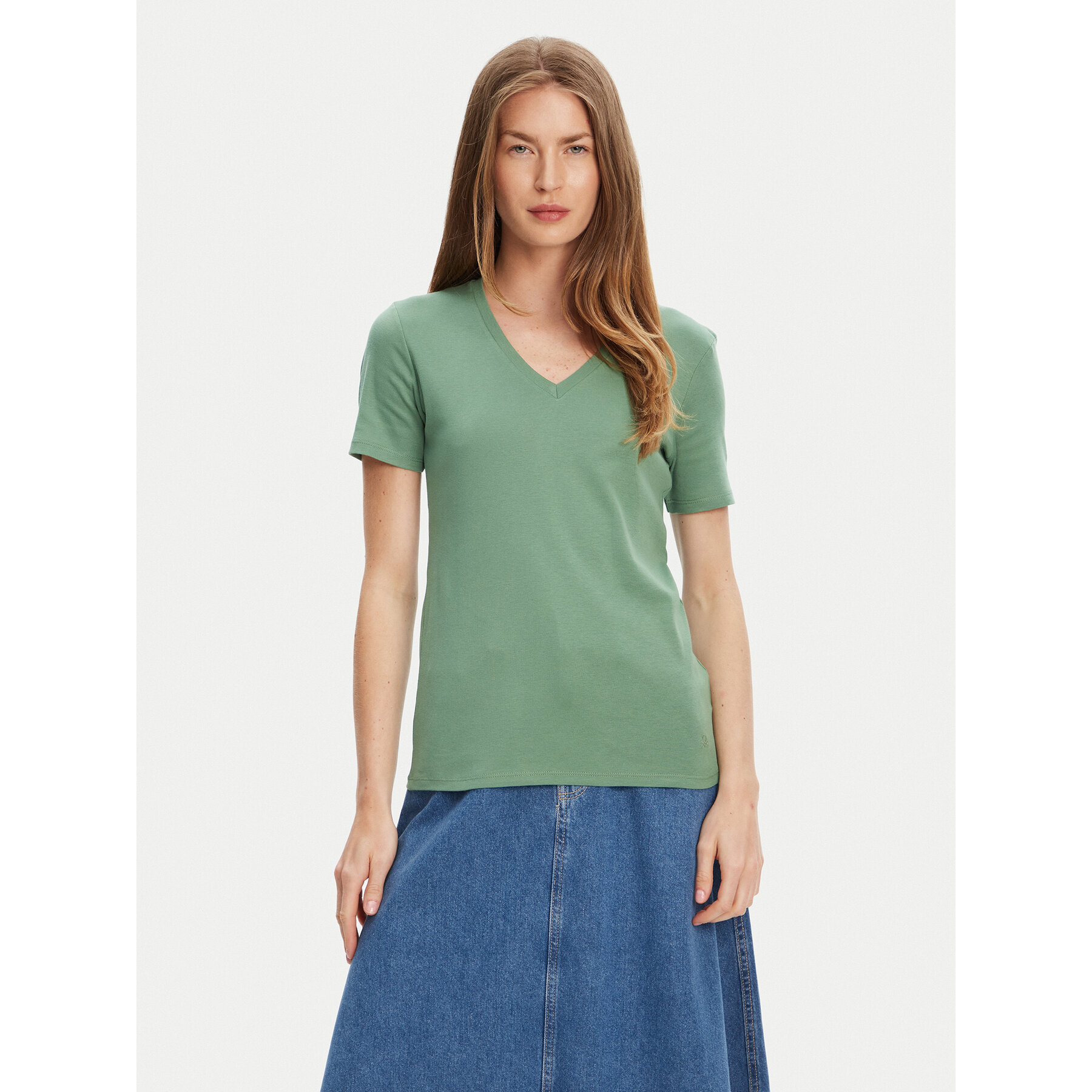 United Colors Of Benetton Marškinėliai 3GA2E4230 Žalia Regular Fit