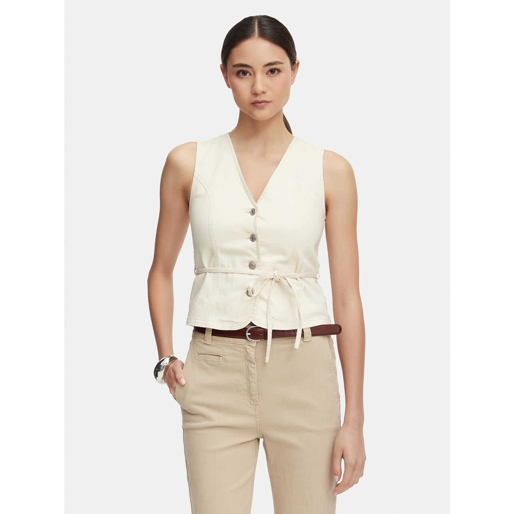 Only Top Silla 15374051 Creme Regular Fit
