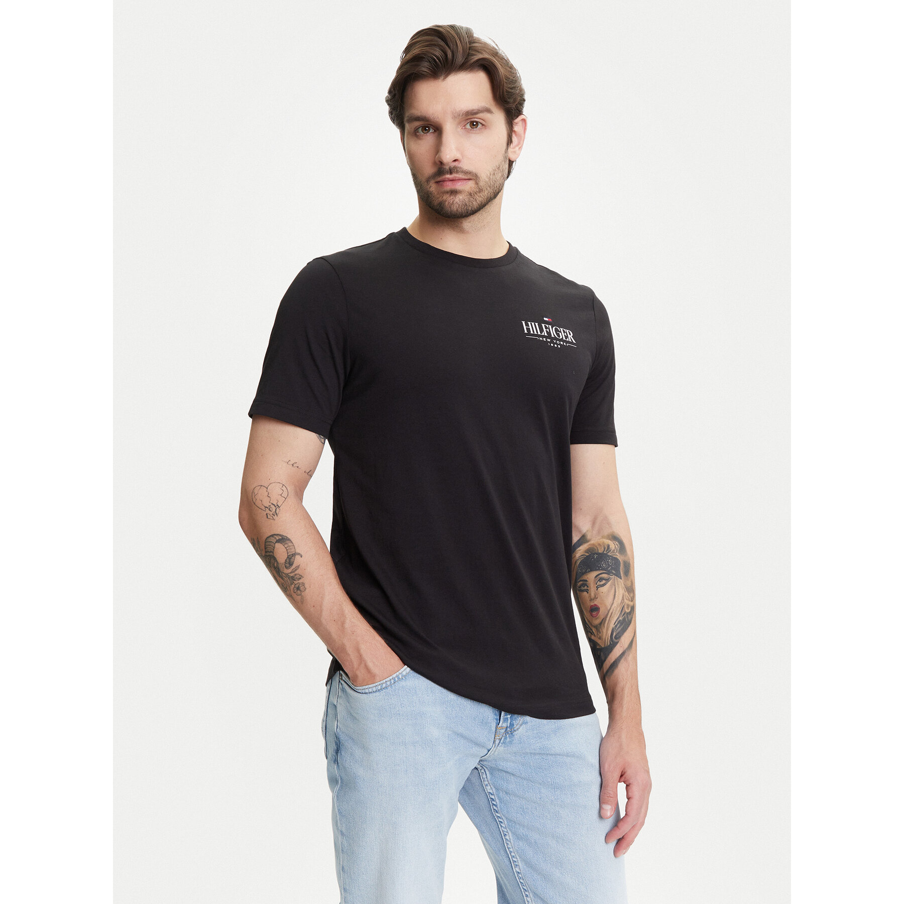 Tommy Hilfiger Póló Stack MW0MW39355 Fekete Regular Fit