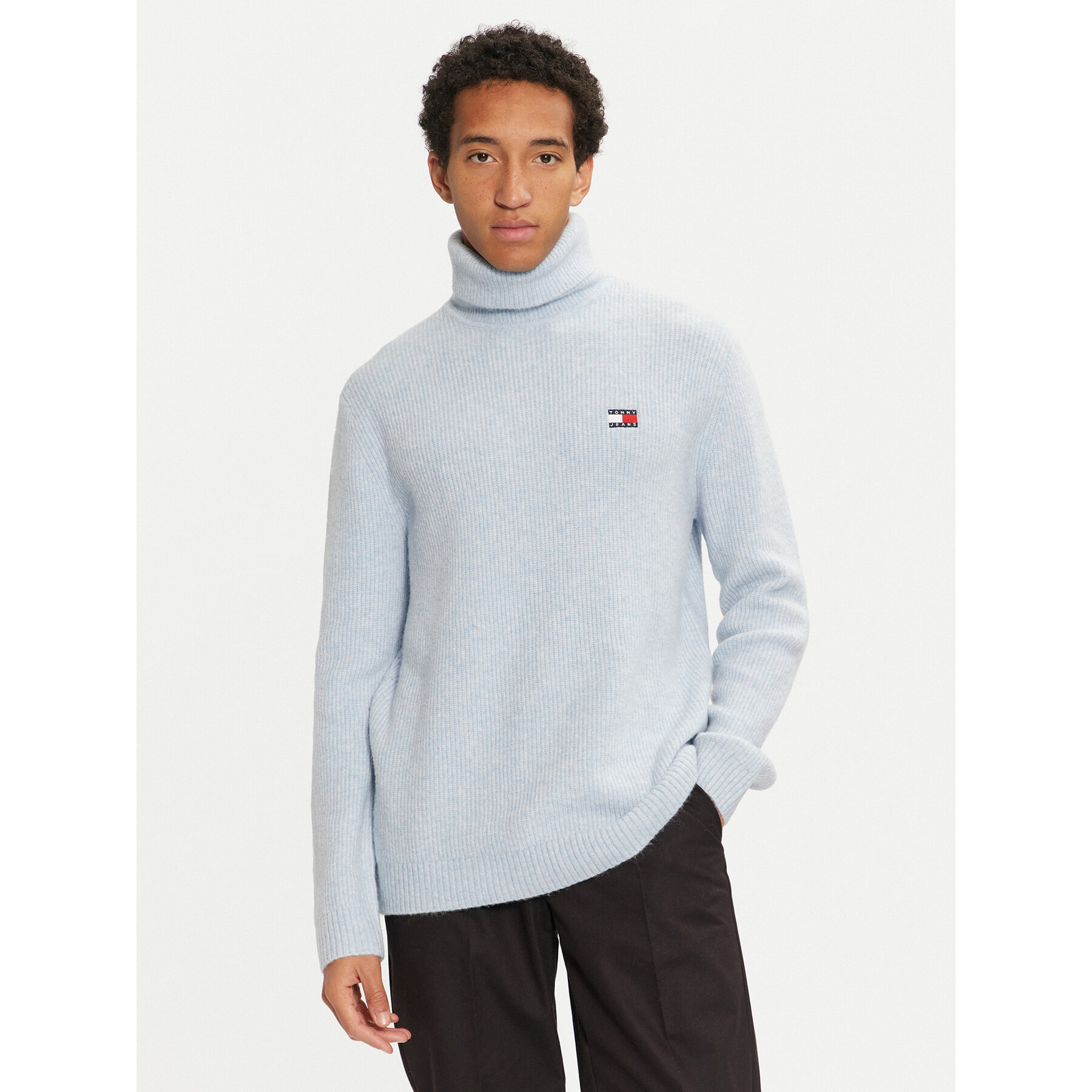 Tommy Jeans Rollkragenpullover DM0DM20602 Himmelblau Slim Fit