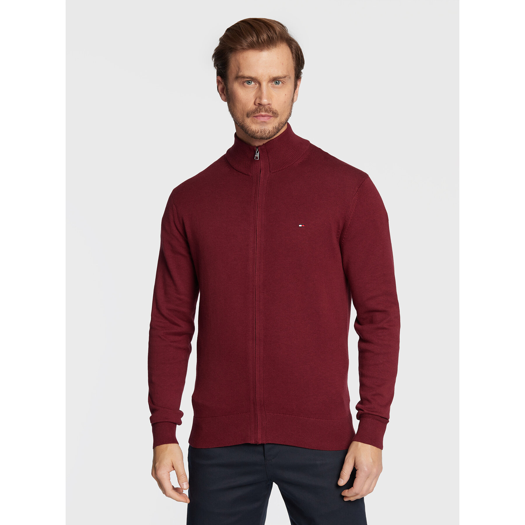Tommy Hilfiger Strickjacke MW0MW28050 Dunkelrot Regular Fit