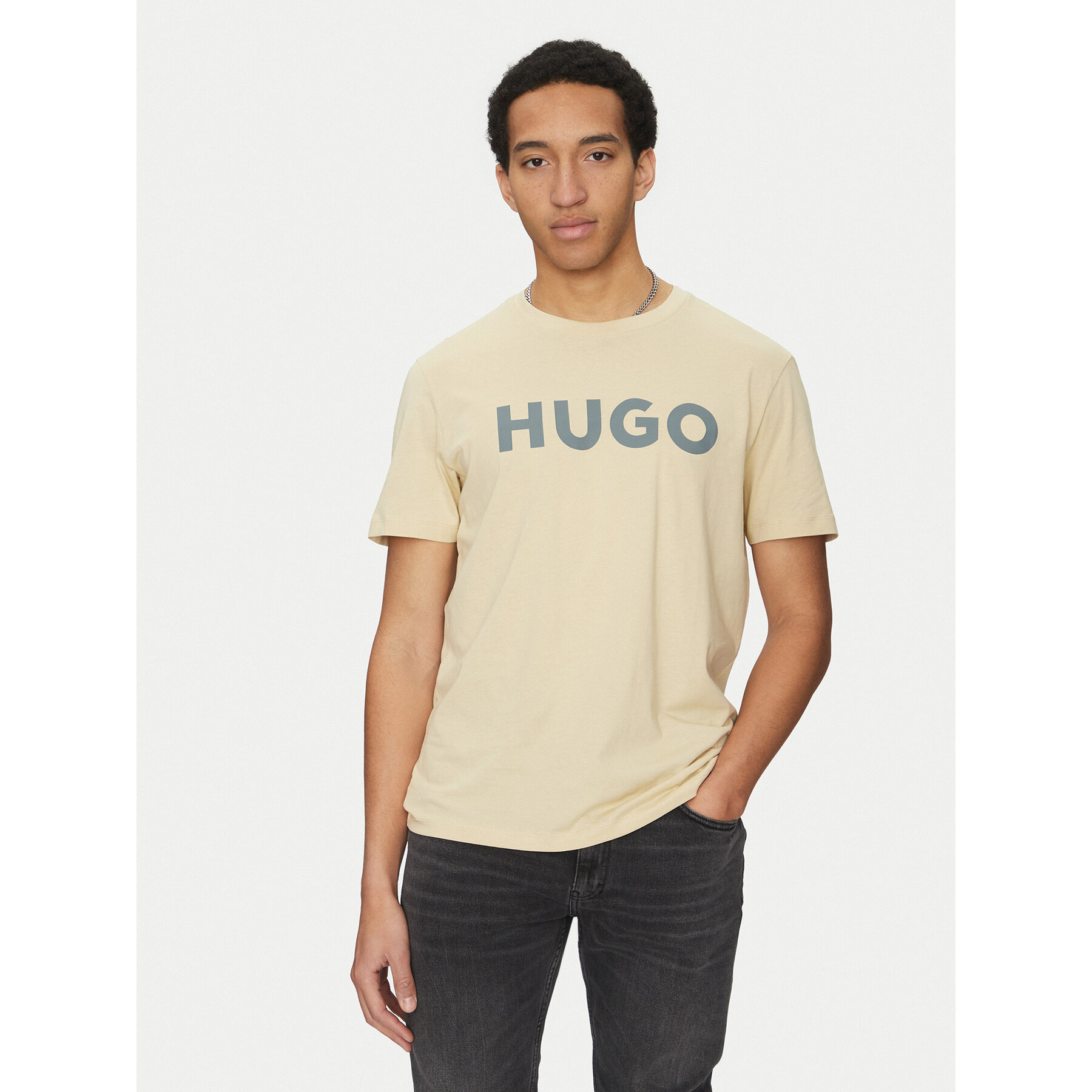 HUGO T-Shirt Dulivio 50467556 Μπεζ Regular Fit